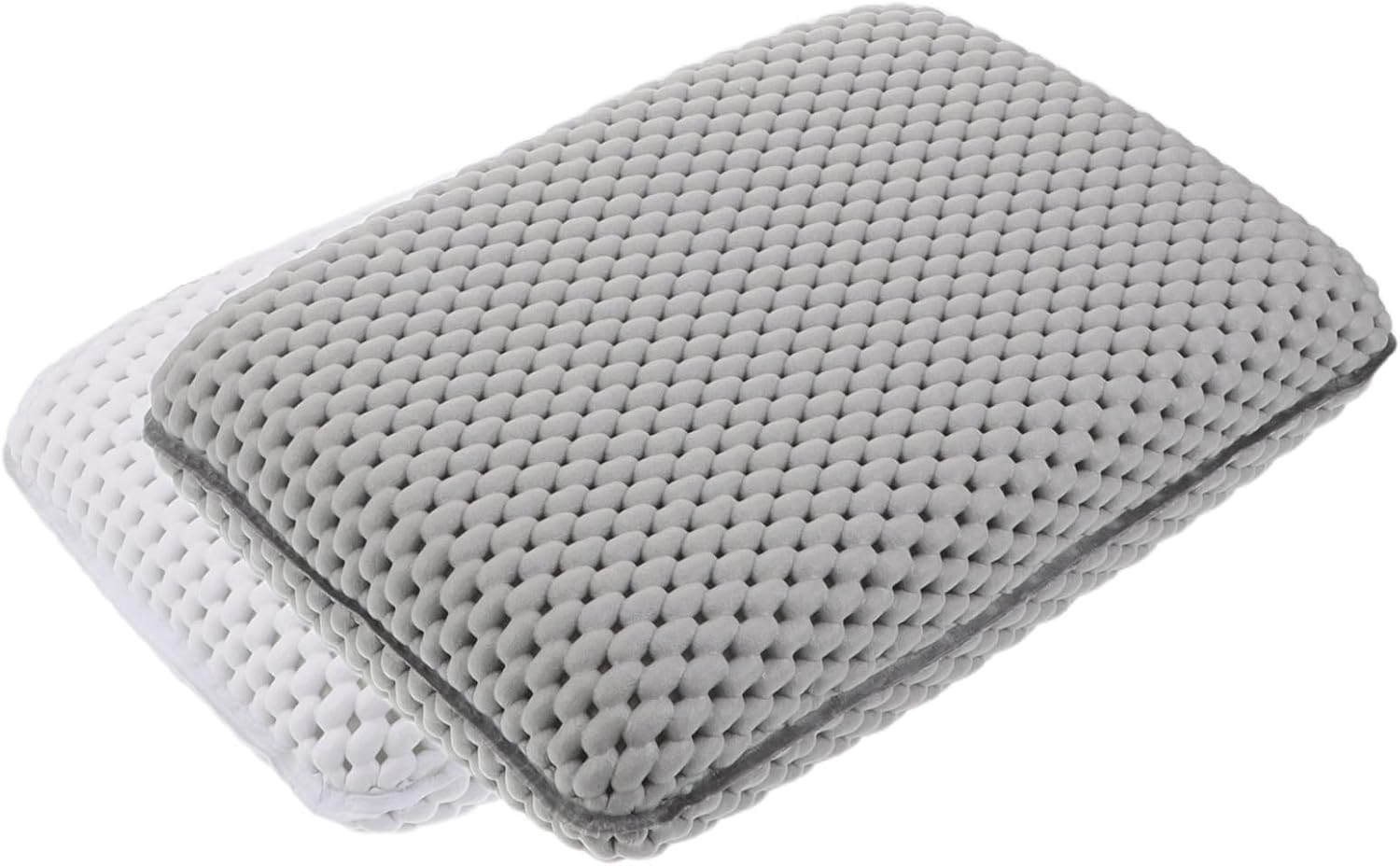 HAMPPLIES 2Pcs Foam Bath Pillow with Suction Cups Non-Slip Tub Cushion for Neck and Back Support, Soft Foam Bathtub Headrest for Spa, Hot Tub, and Relaxing Soaks &ndash; White Grey
