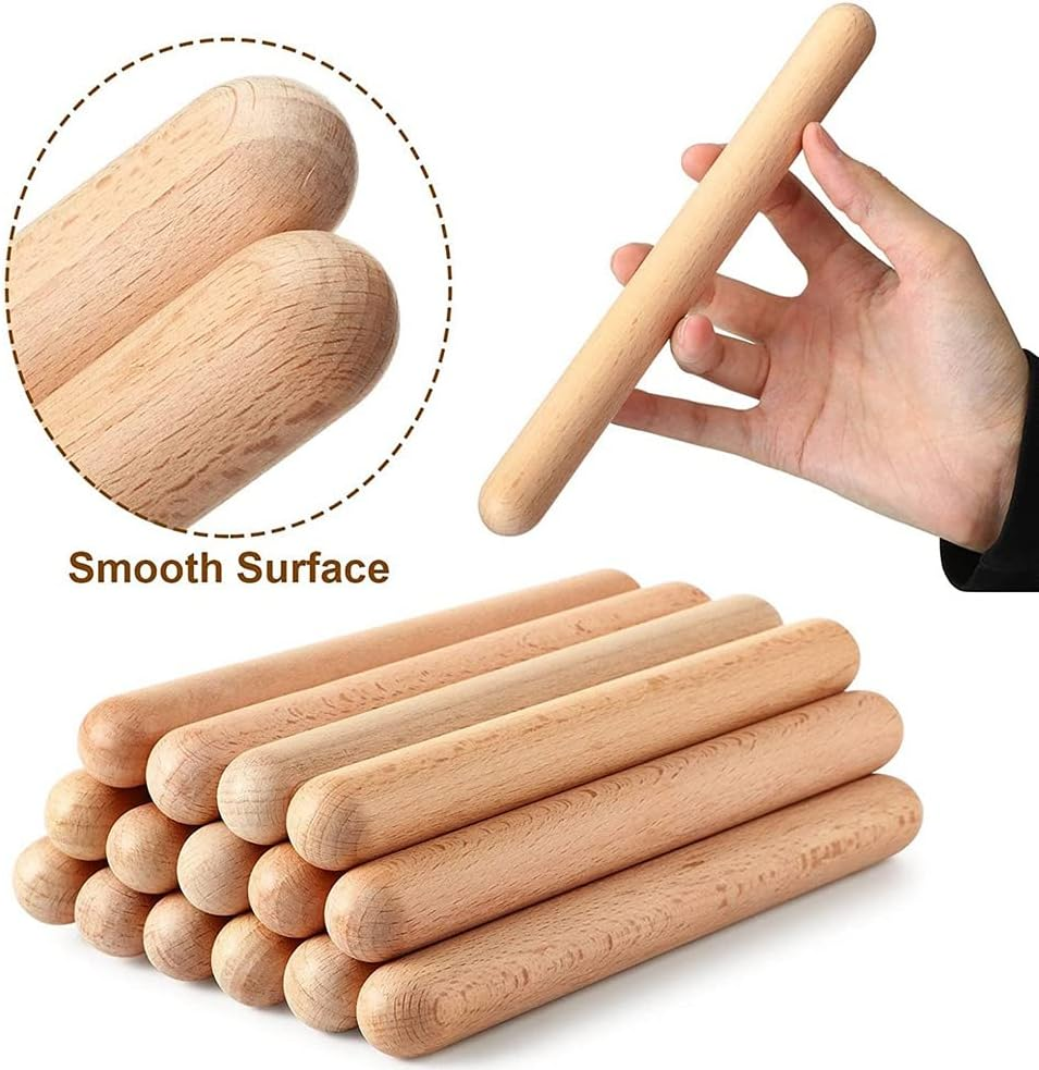 20 Pieces 8 Inch Kids Rhythm Sticks - Music Lummi Classical Wood Claves Musical Percussion Instrument image number 3
