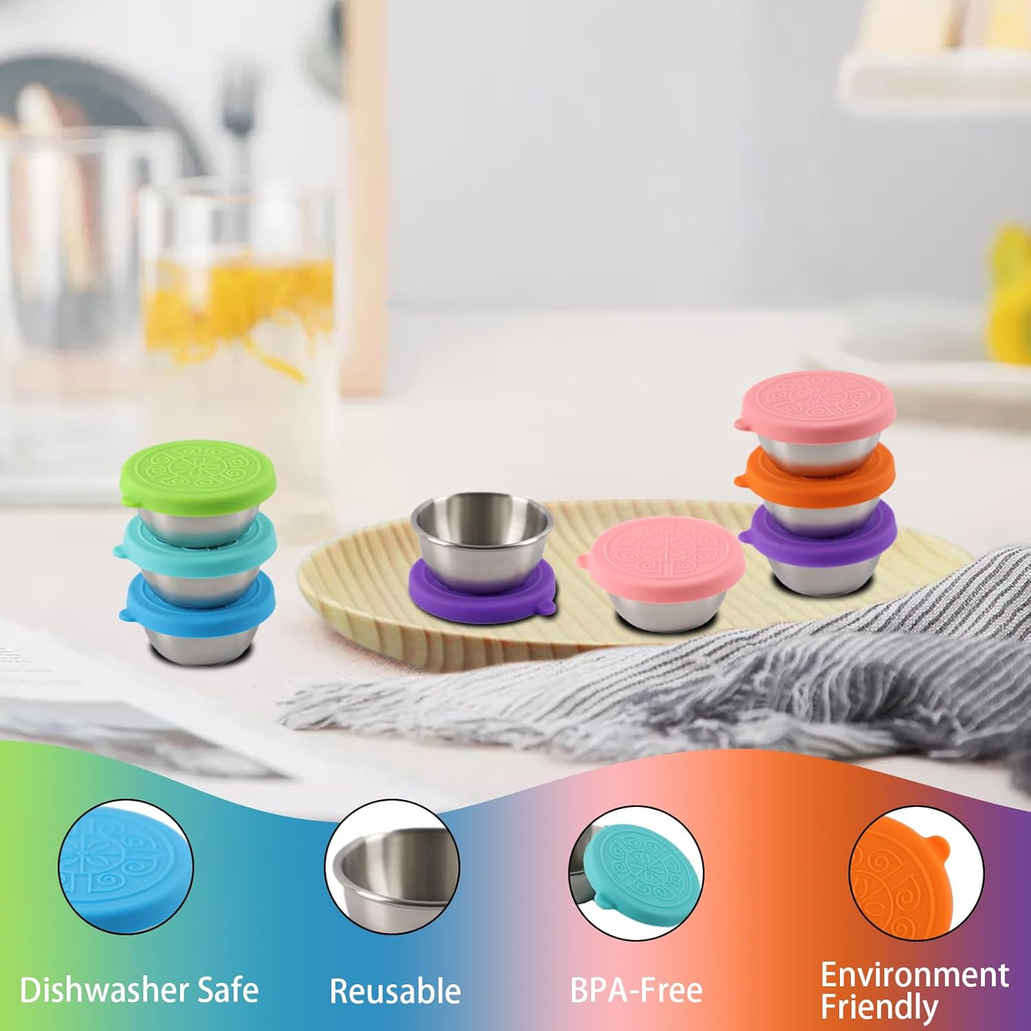 Reusable Sauce Containers for Lunch Box, Small Salad Dressing Containers with Lids, 6X1.7 Oz Suitable for Lunch Boxes, Picnics, Travel Meal Prep and Kitchen Storage image number 1