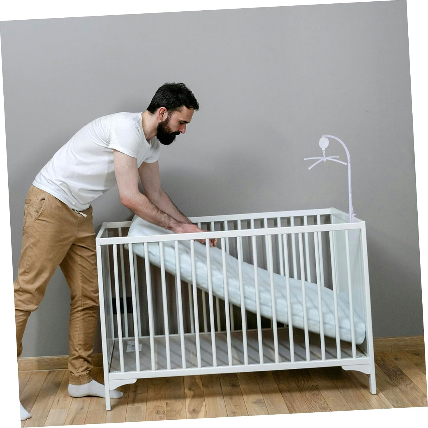 Hohopeti Adjustable Mobile Arm with Bottom Clamp Versatile Crib Holder for Hanging Mobiles Fits Crib Easy Setup Flexible Height Bell Stand image number 2