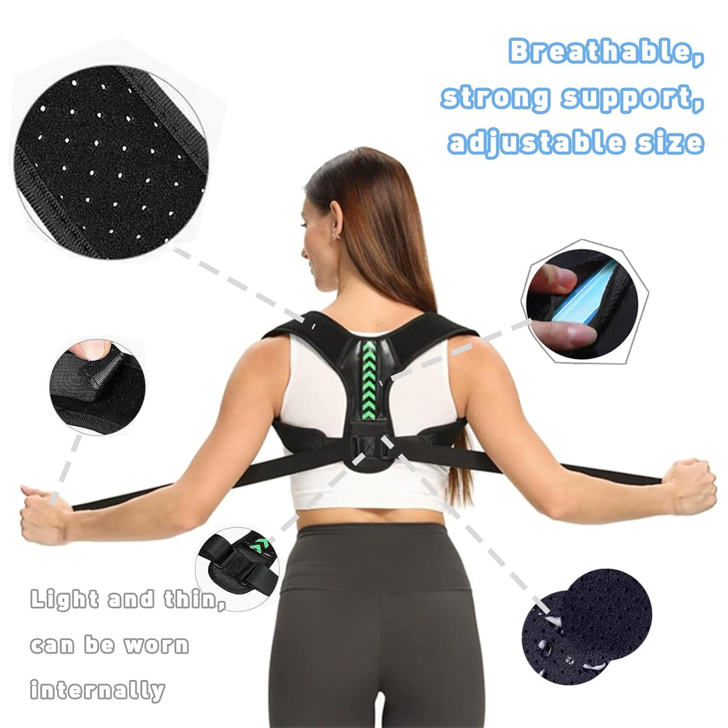 Back Brace for Men & Women,Back Brace for Posture,Adjustable Back Posture Corrector for Neck, Back, Shoulder,Open Chest and Broad Shoulders,Adjustable Comfortable (M) image number 6