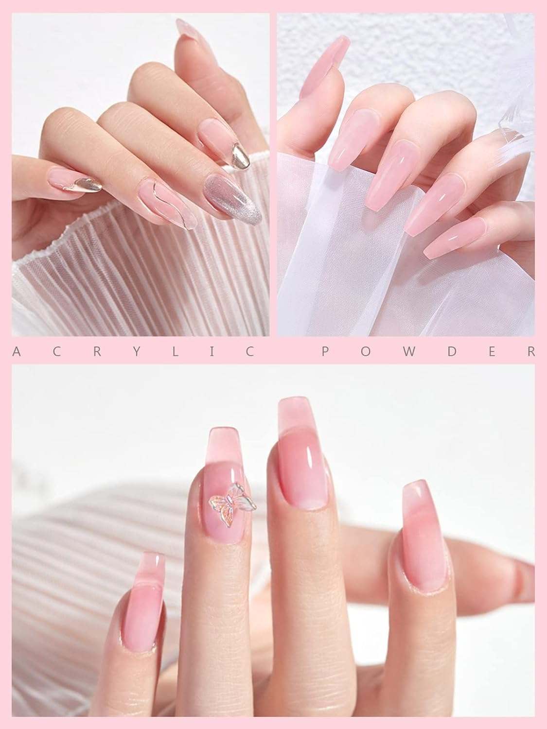 EBANKU Pink Acrylic Powder, 120G/4.23Oz Acrylic Powder Large Capacity Professional Acrylic Nail Powder for Nail Acrylic Extension, Nail Carving, Long-Lasting, No Nail Lamp Needed image number 6