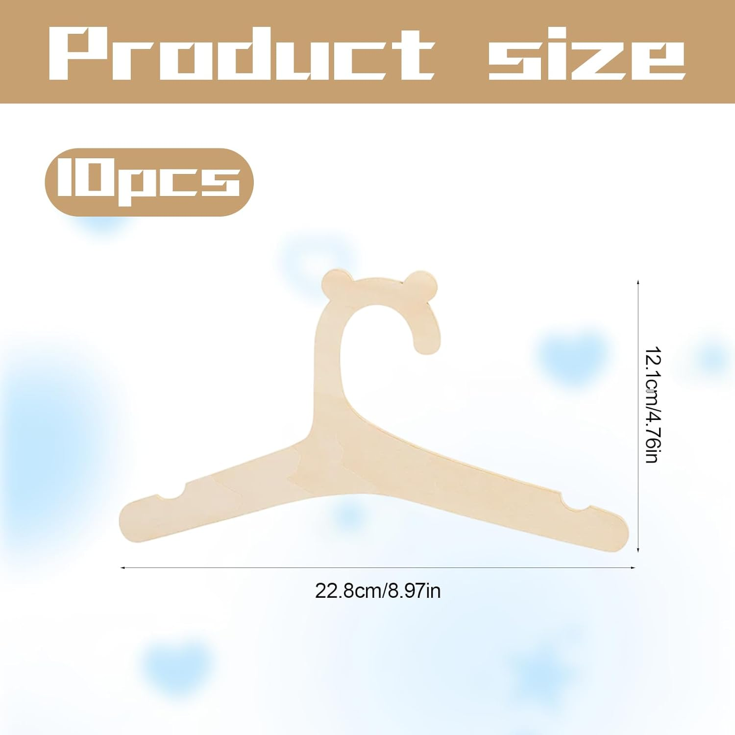 Baby Hangers, 10 Pack Small Clothes Hangers for Baby Wardrobe Organization, 22.8 X 12.1 Cm Toddler Coat Hangers, Ideal for Newborn to 24 Months Clothing Storage image number 1