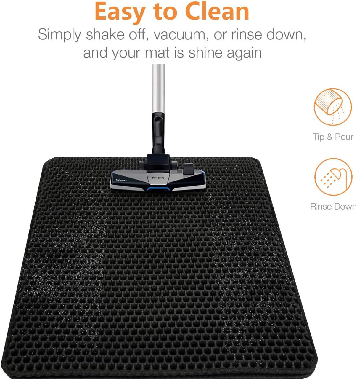 Ycozy Cat Litter Mat Large 75 X 55 Cm Kitty Litter Trapping Mat for Litter Box - Honeycomb Black Hole Design - Waterproof, Urine Proof Trapper - Scatter Control, Easy Clean Rug for Litter Tray image number 1