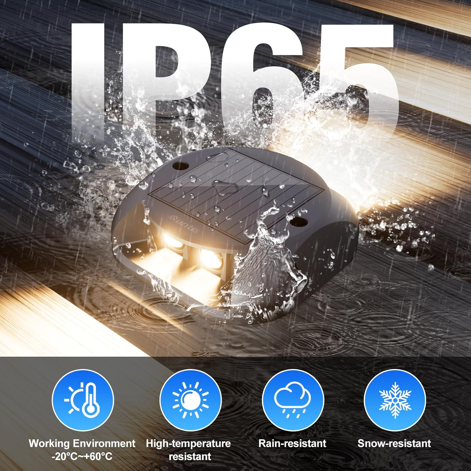 Quntis 4Pack Solar Lights for Deck Steps, Two-Way LED Dusk to Dawn Stair Lights, IP65 Waterproof Outdoor Solar Lights for Garden Pathway Lawn Patio Walkways Sidewalk Front Door Driveway, Warm White image number 3