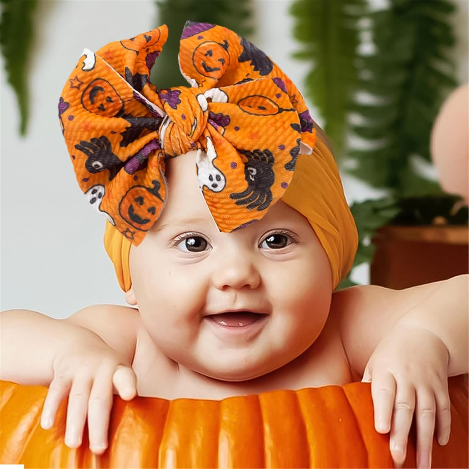 Baby Halloween Headbands, Baby Girl Pumpkin Hair Bow Ghost Bat Halloween Hairbands for Baby Girls Newborn Infant image number 3