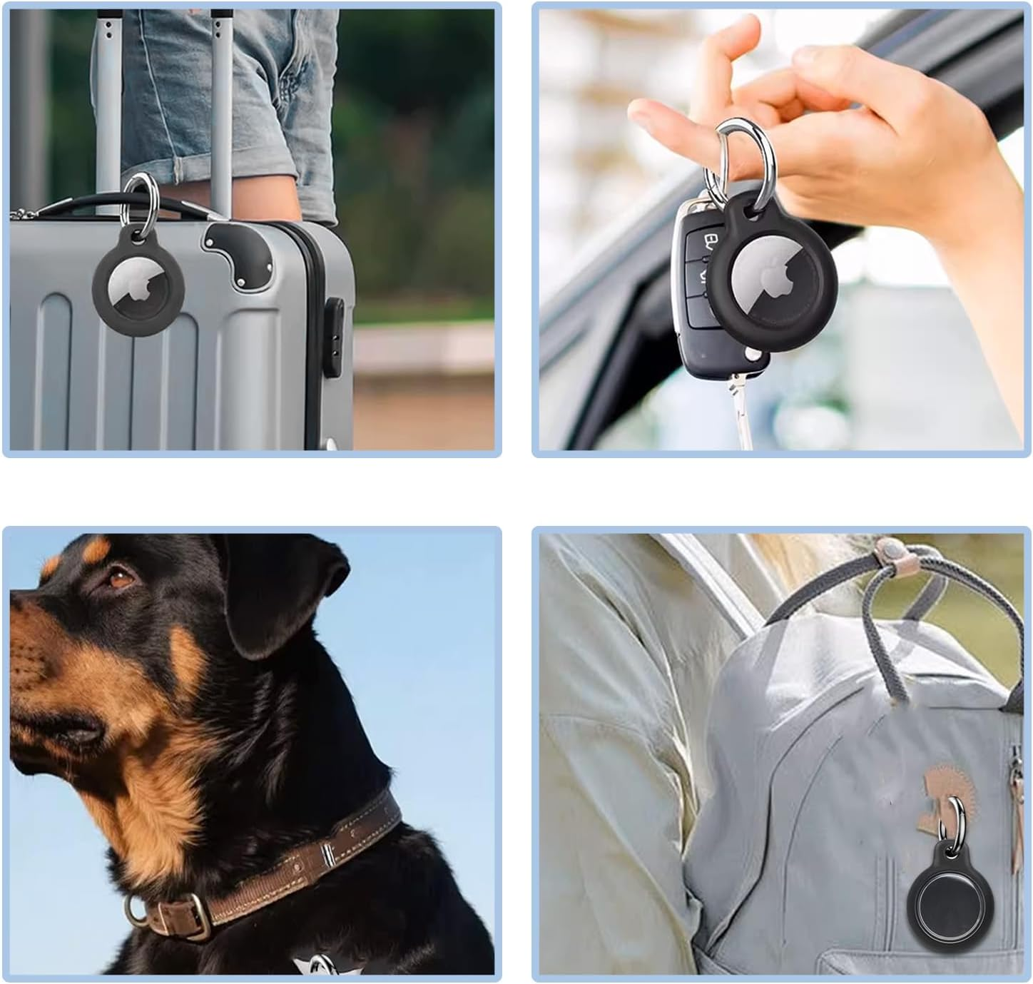Kaoruo Anti-Scratch and Shock Case for Dog,Car Key, IPX8 Waterproof for Airtag Holder, Luggage Compatible with Apple Air Tags Keychain with Lock(Black) image number 5