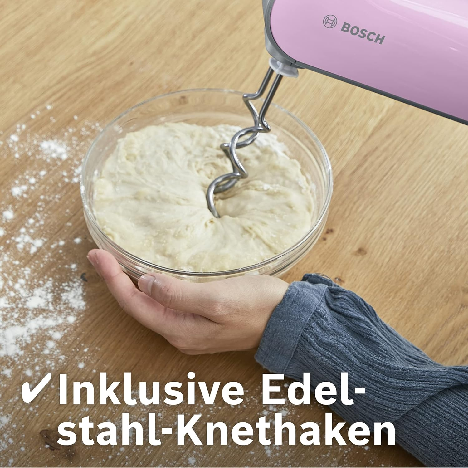 Bosch MFQ4030L Hand Mixers &ndash; Fineccr Eeamer Stainless Steel Whisk, Mixfu&szlig; Disposal Unitconnection for Mixing Foot and Shredder, Mineral Grey/Silver Gentle Rosa/Silber - Mineral Grau/Silber image number 5