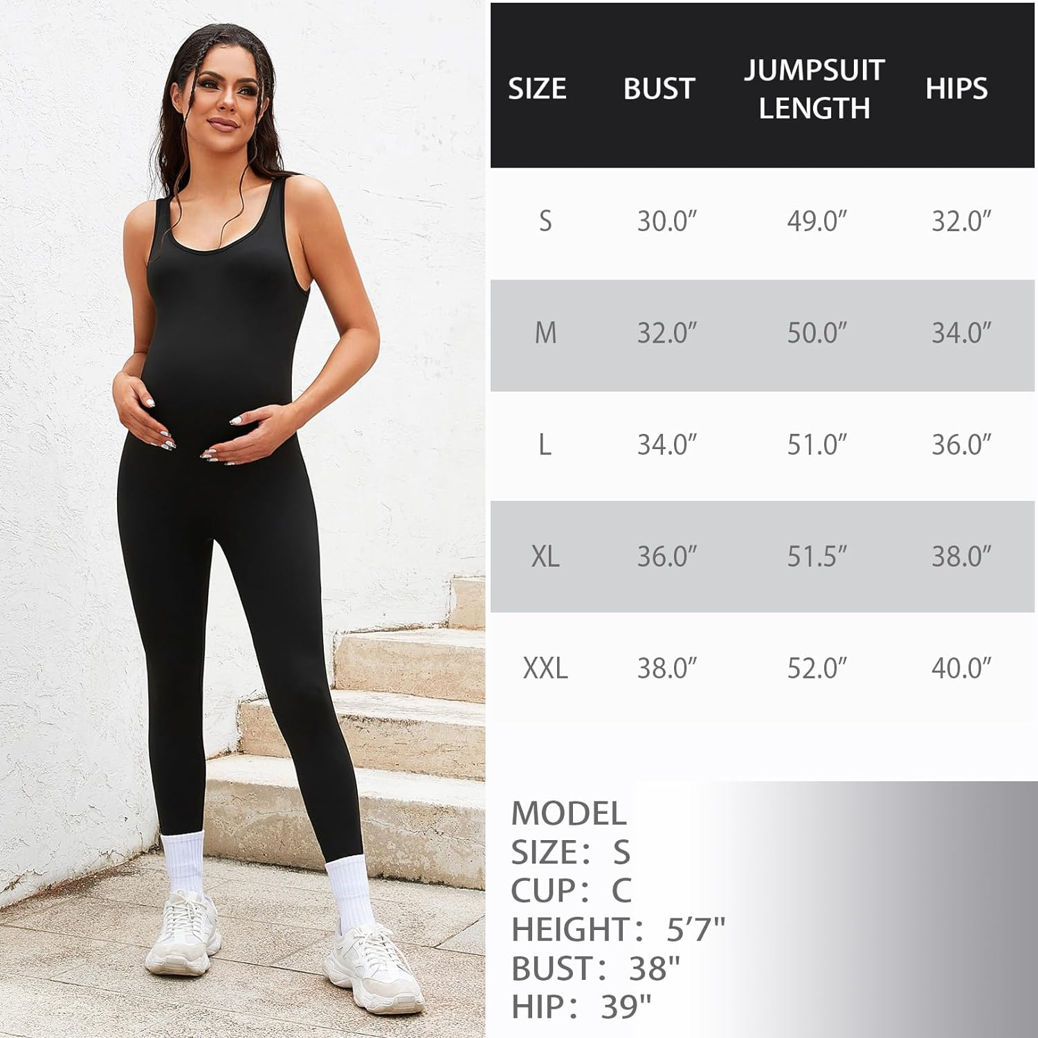 Bhome Maternity Jumpsuits Sleeveless Romper Pregnant Bodysuit One-Piece Leggings Activewear