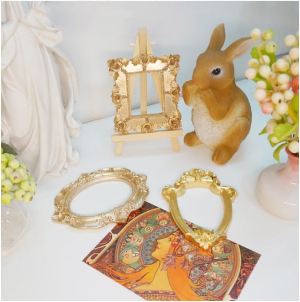FUNNTY Gold Photo Frame 5 Mini Photo Frames Decorated with Vintage Decor
