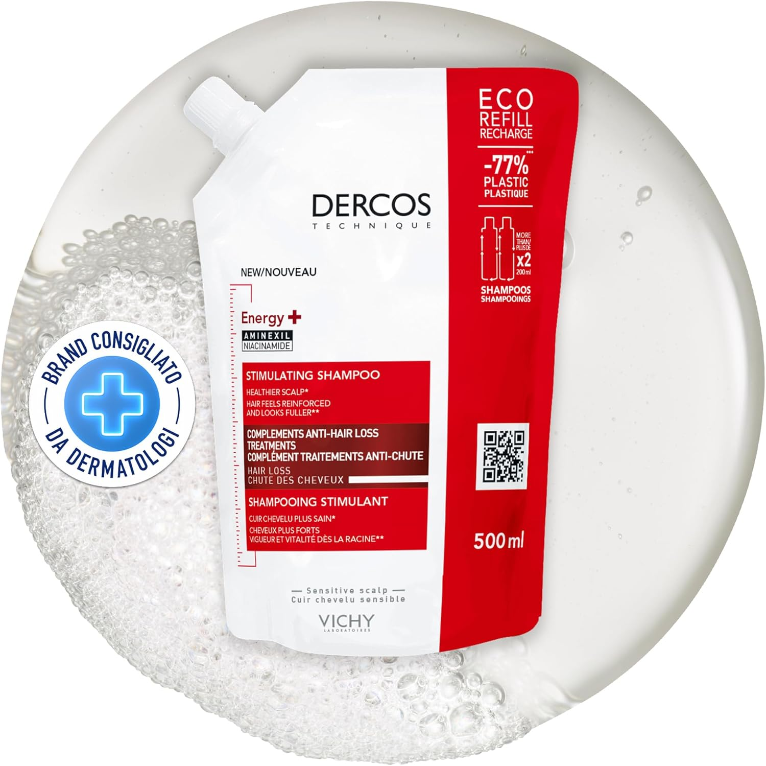 Vichy Dercos Energy+ Stimulating Shampoo Refill 500 Ml image number 2