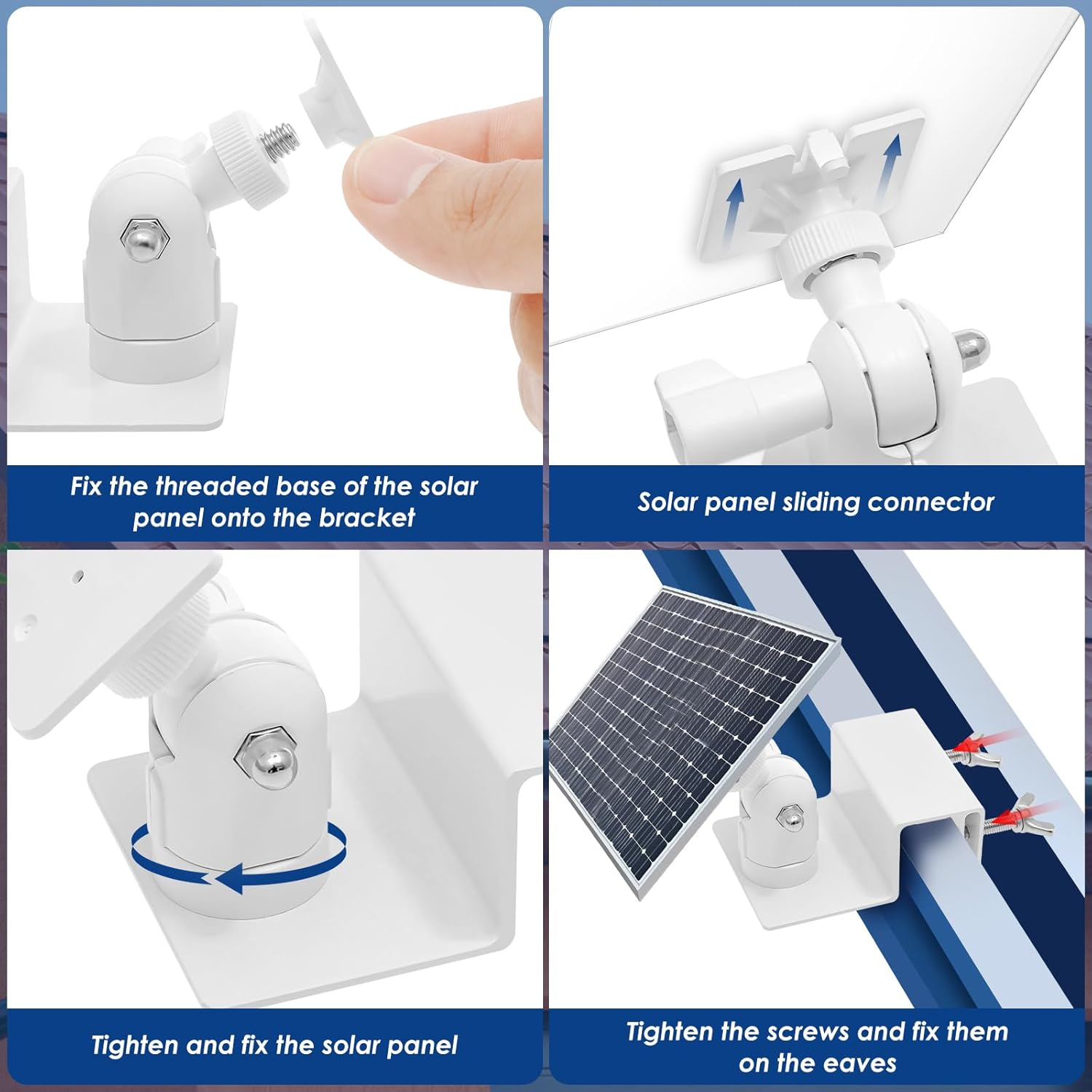 2Pcs Aluminum Adjustable Solar Panel Gutter Mount 360&deg; Rotating Universal Solar Panel Gutter Bracket Weatherproof for Indoor Outdoor image number 1