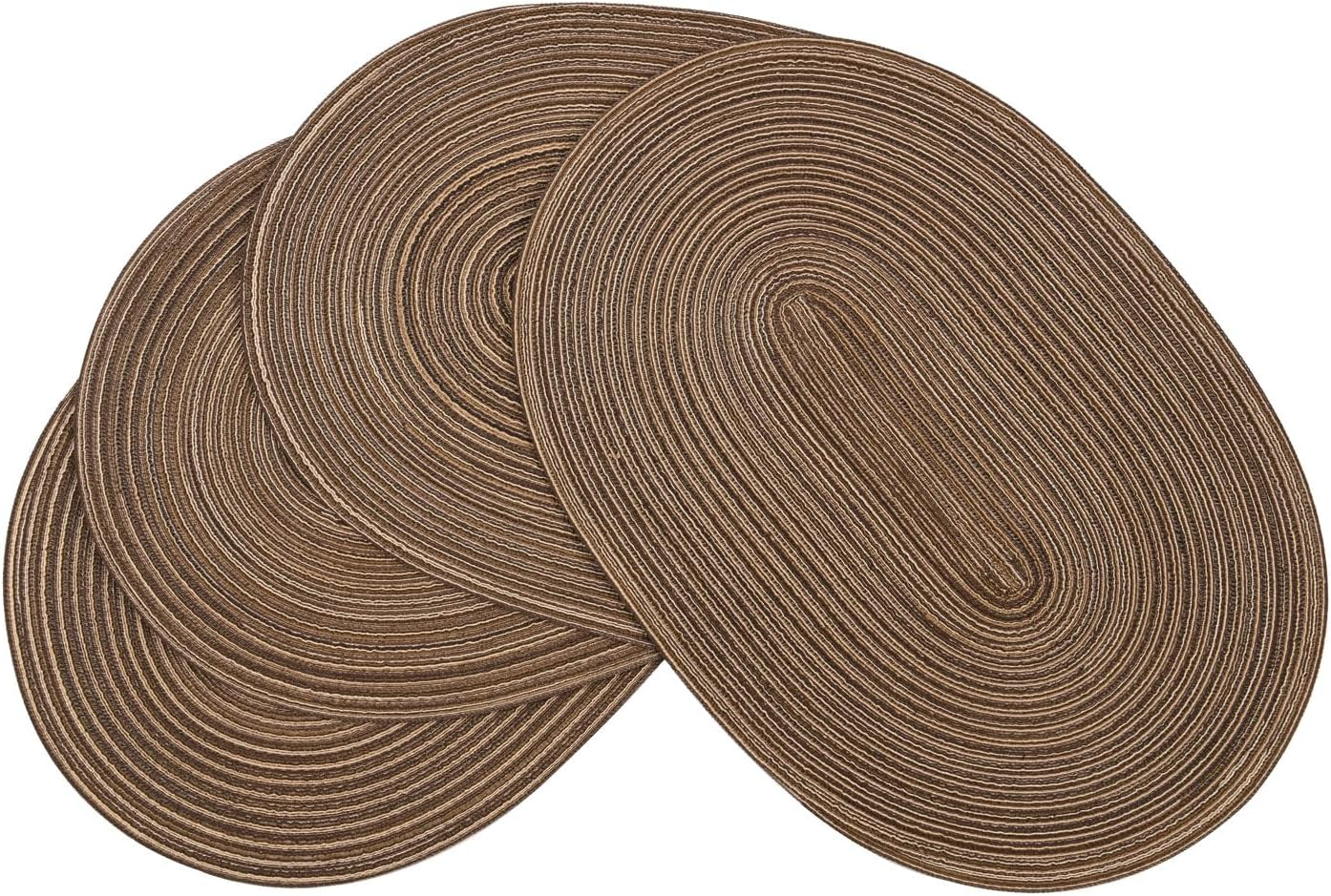 Round Braided Placemats Set of 4 15 Inch round Table Mats for Dining Table Heat Resistant Non-Slip Circle Place Mats (Orange)