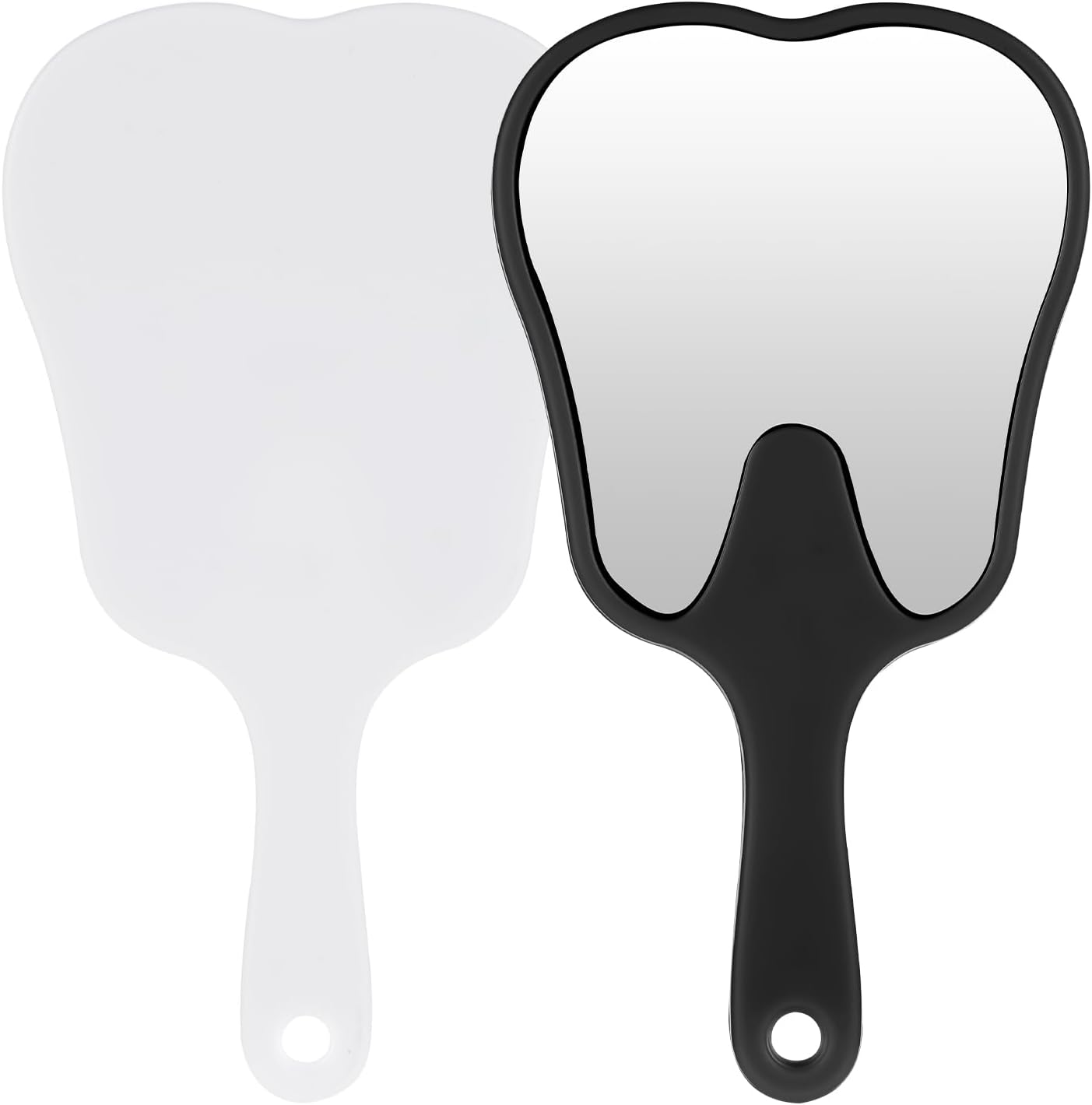 Gjinxi Tooth Shaped Handheld Mirror 2 Pcs Makeup Mirrors with Handle Portable Cosmetic Mirror Cute Dental Mirrors Single Sided Vanity Mirror Travel Looking Glass Reflector Tool for Daily Women