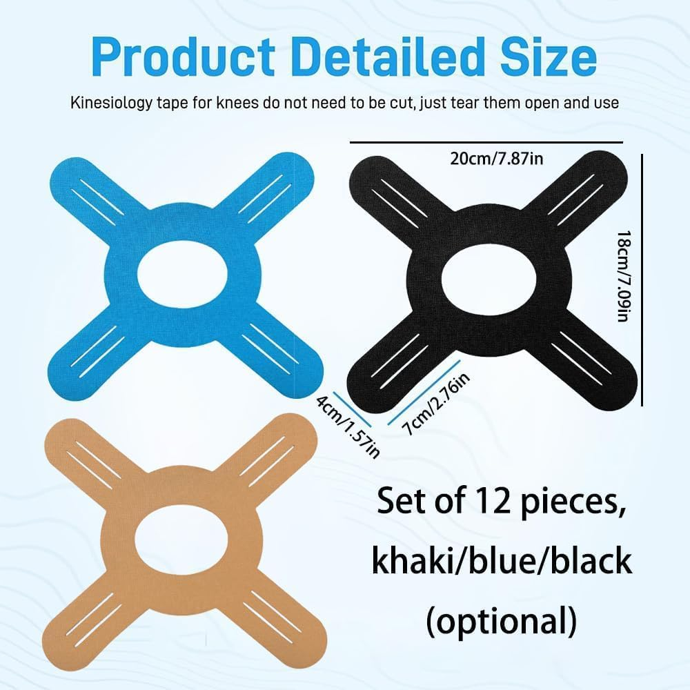 Breathable Precut Sports Athletic Strips Tape Knee Support Stickers, 10Pcs Elastic Athletic Strips Knee Support Patch Stickers, Precut Kinesiology Tape for Knees, Khaki image number 5