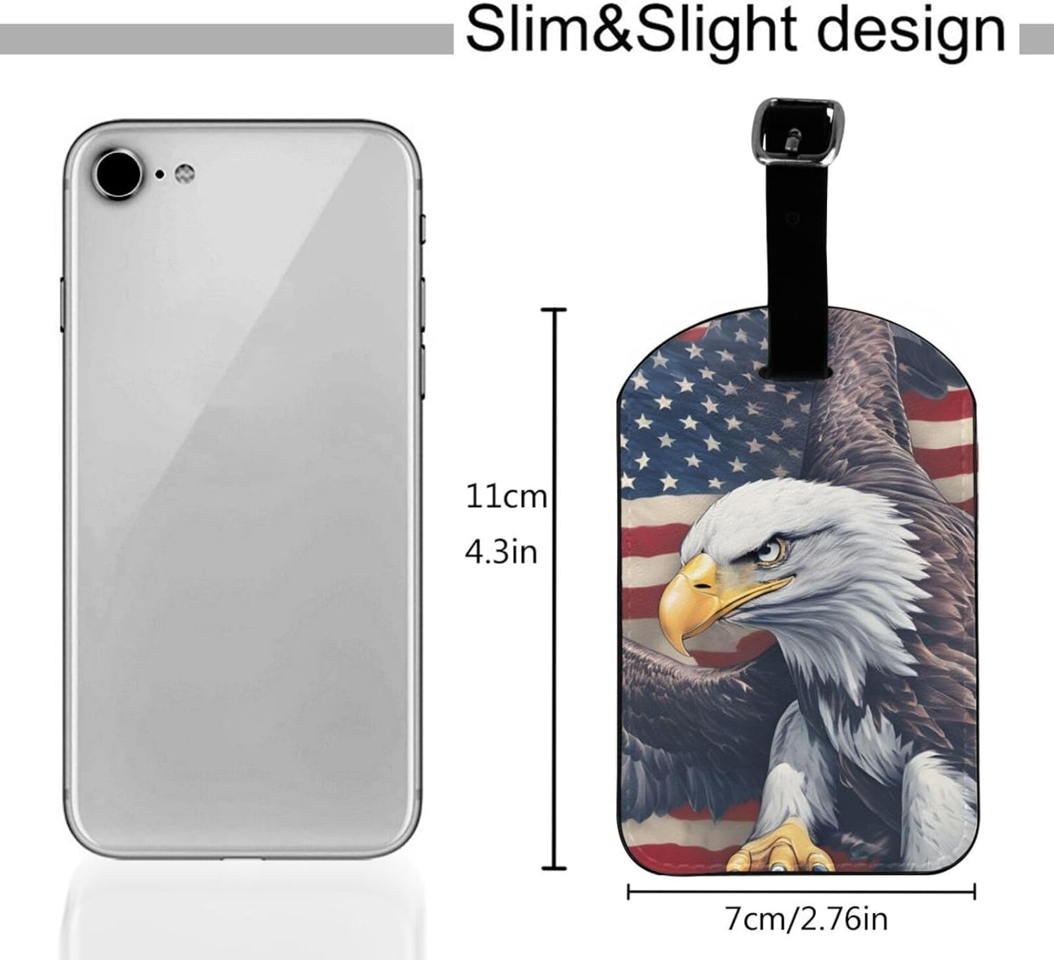 American Eagle Print Elegant Tag Stylish Tag Luggage Tag 4.3 X 2.76 Inch for Suitcases Travel Bags image number 2