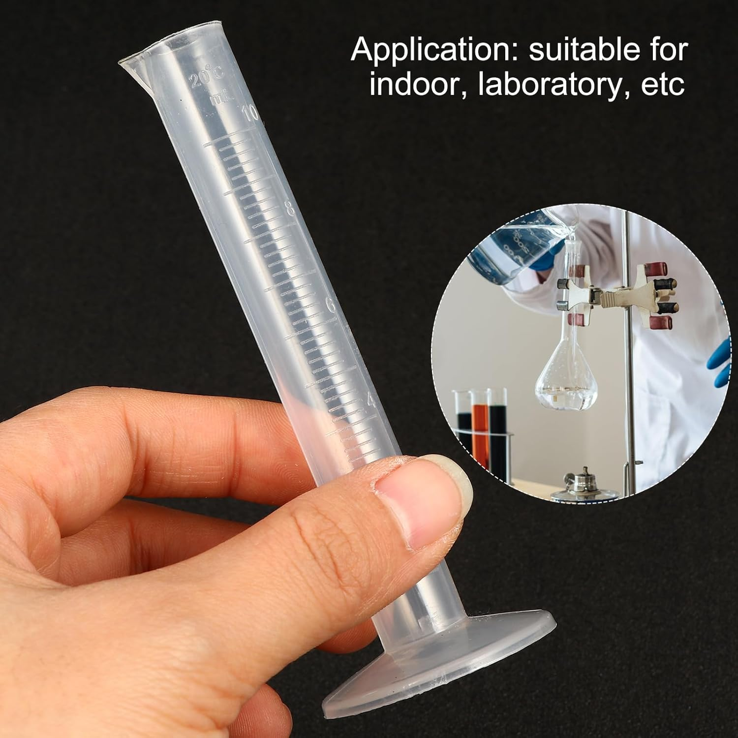 Baluue 4Pcs Plastic Measuring Cylinder Chemical Measuring Tube Clear Volumetric Cylinder Graduated Measuring Cylinder Glass Measuring Cup Transparent Test Tube Beaker with Scale Tool image number 6