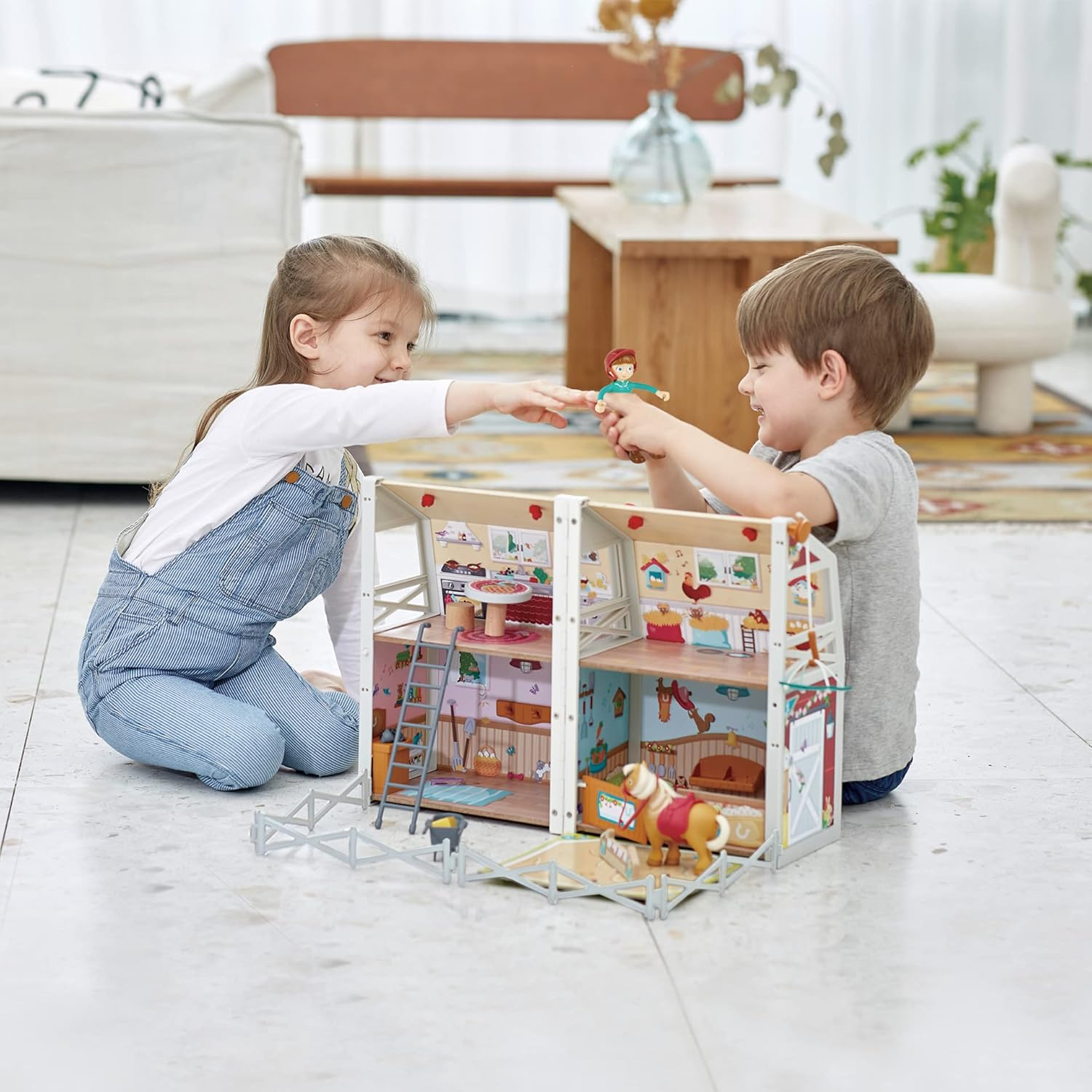 25Pc Hape Pony Ranch Barn Stable Club Doll House Kids/Childrens Playset Toy 3Y+ image number 1