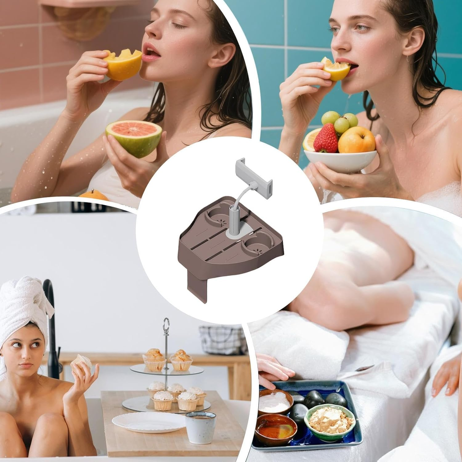 Rrlihjgu Hot Tub Tray Table, Hot Tub Table - Bathroom Table Tray | above Ground Storage Caddy Shelf Adjustable for Wall Thickness image number 2