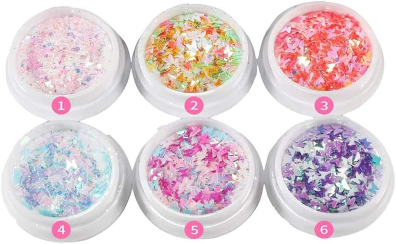 6 Boxes 3D Butterfly Nail Art Glitter Sequins Butterfly Nail Sequin for Nail Art Decoration image number 5