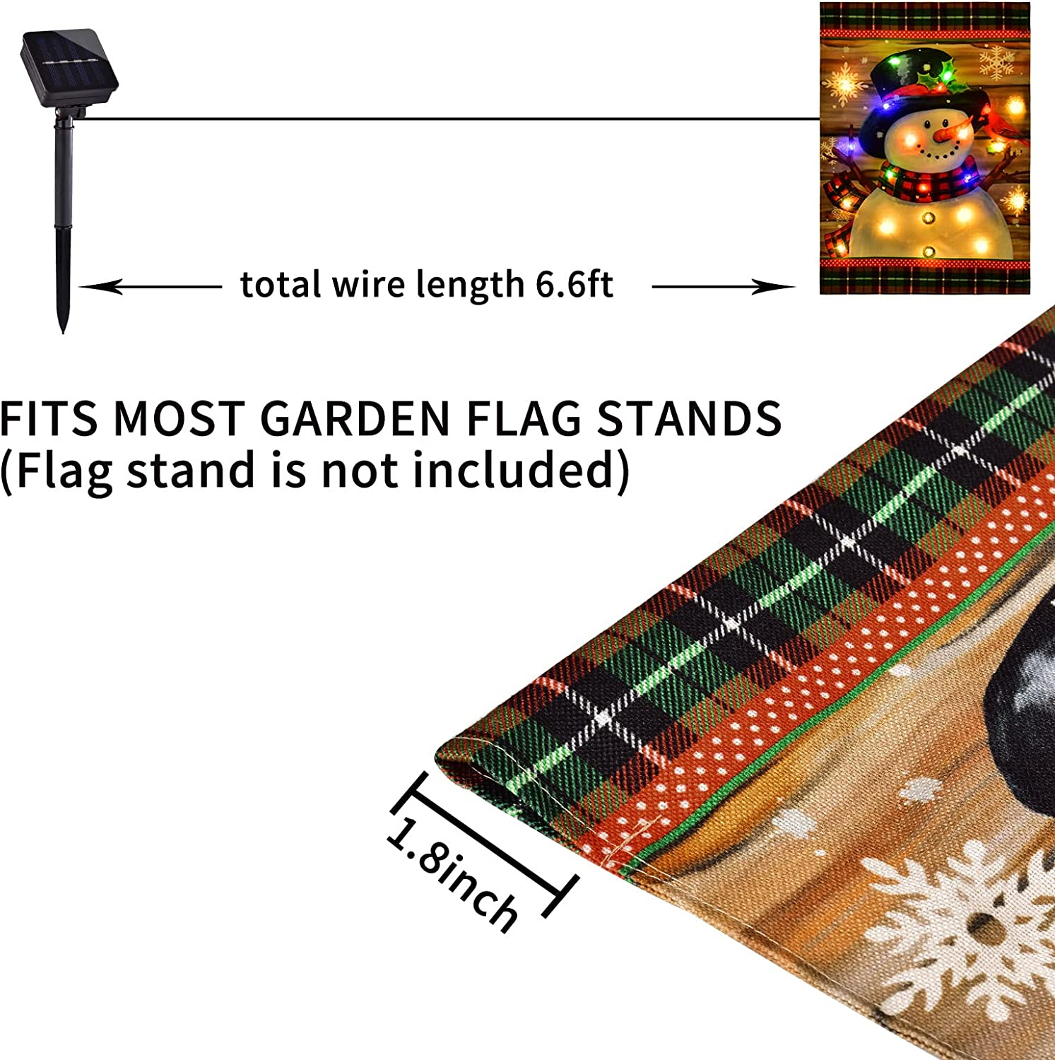 Lighted Winter Garden Flag for Outside, Led Snowman Garden Flag, Winter Yard Flag Winter Garden Flags 12X18 Double Sided for Outdoor Yard Garden Lawn Decoration image number 3