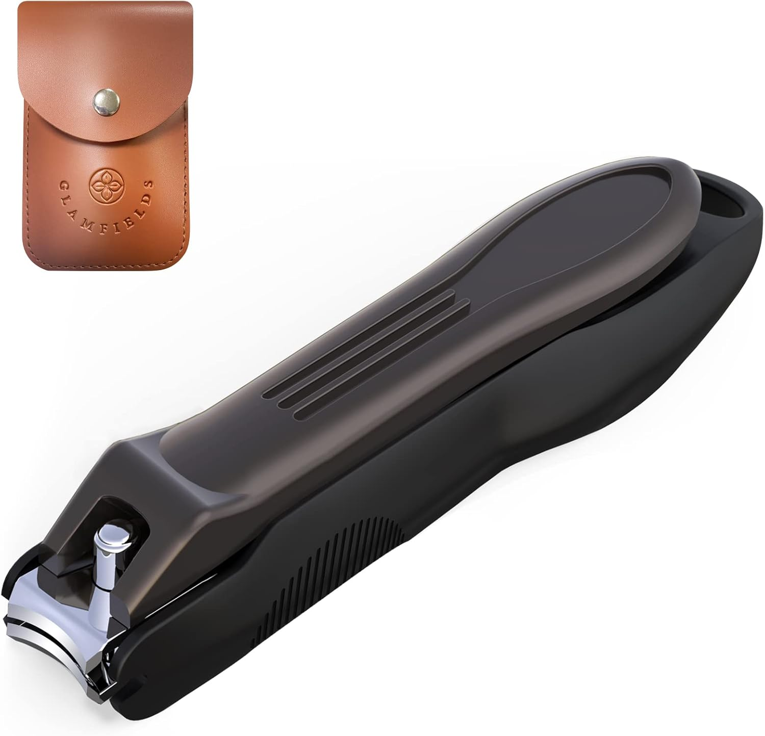 GLAMFIELDS Nail Clipper Set with Catcher and File, Stainless Steel Nail Cutter Fingernail Toenail Clippers Nail Trimmer Set for Men and Women, Packed with Leather Case, Silver image number 6