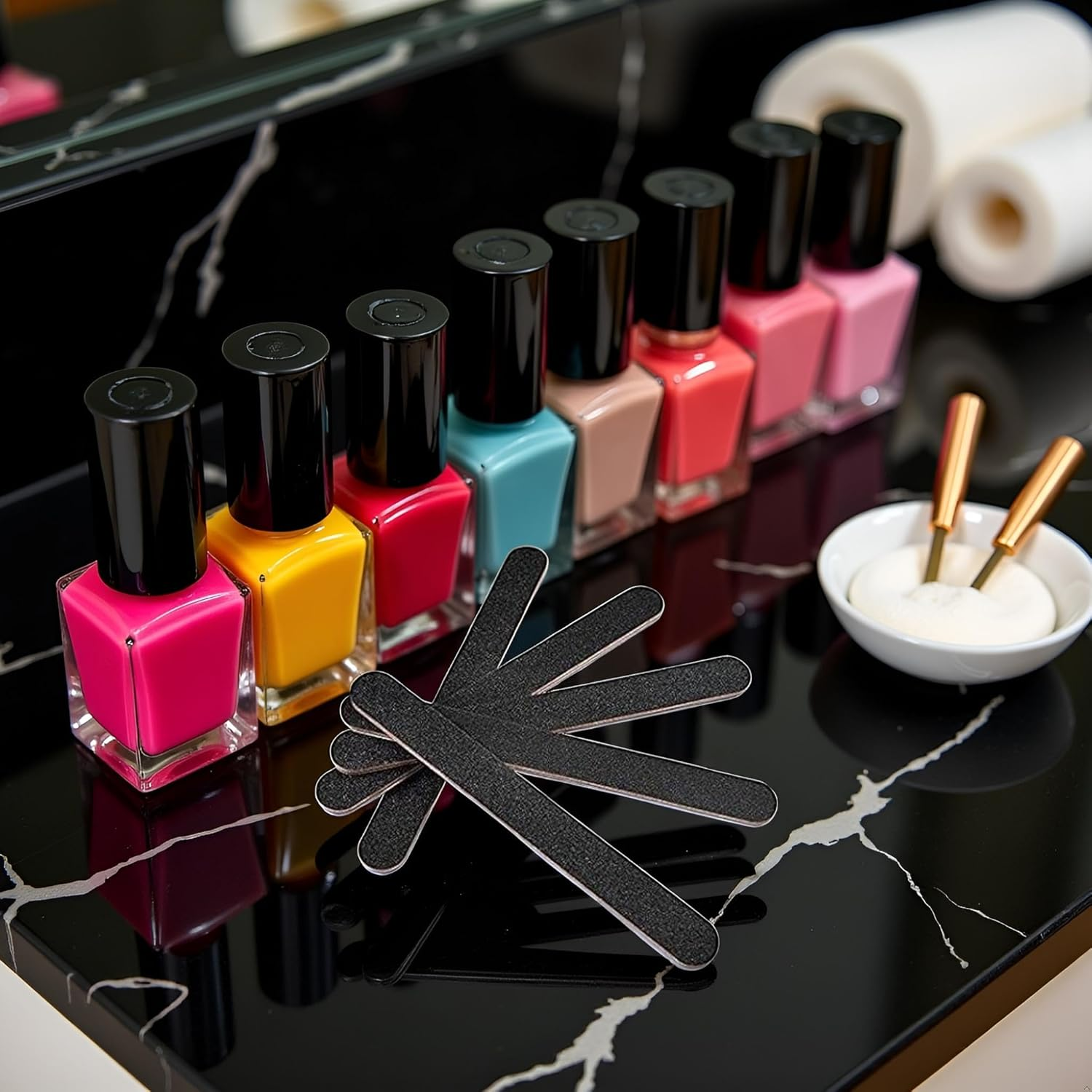 5Pcs Black Large Professional Nail Files Emery Boards,Jumbo Professional Nail Files Emery Boards Buffers Grit 100 Creative and Exquisite Workmanship image number 2