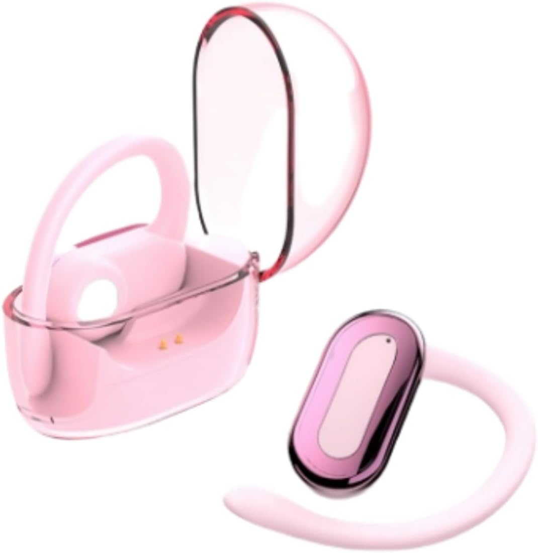 Open Ear 5.3 Bluetooth Earphones,With a Battery Life of 30 Hours. Truly Wireless Earphones, IPX7 Waterproof,Games, Laptops, Mobile Phones Available, Gifts (Pink)