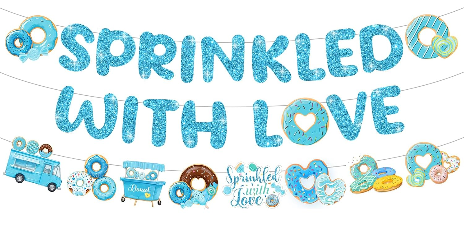 Sprinkle Baby Shower Decorations for Boy Sprinkled with Love Banner image number 4