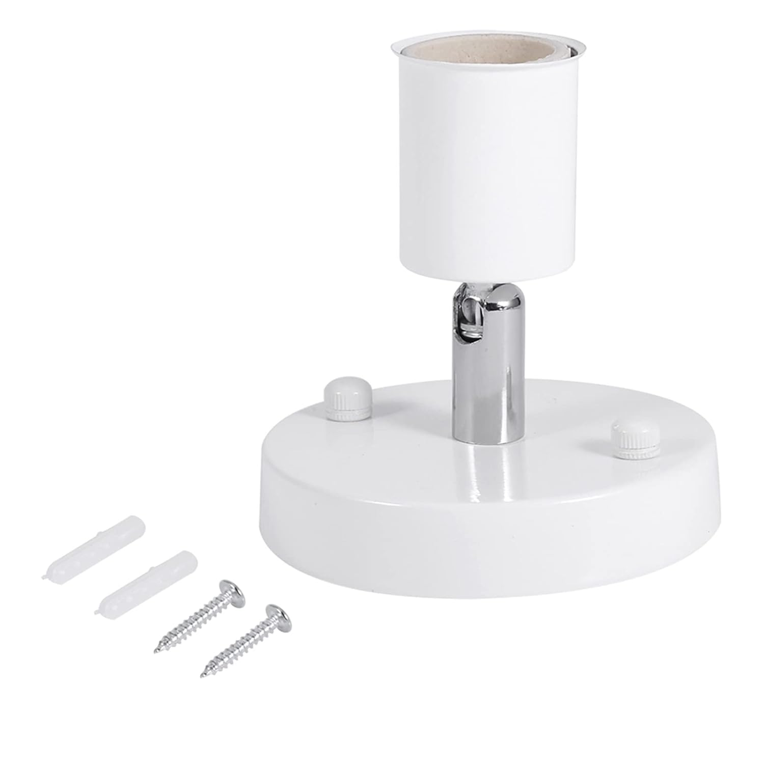 E27 Ceiling Lamp Holder, 180 Degree Rotating Adjustable Vintage Ceiling Light Wall Mounted Lamp Bulb Holder Socket, Screw Light Bulb Holder Base, Pendant Bulb Lamp Screw Socket (White) image number 2