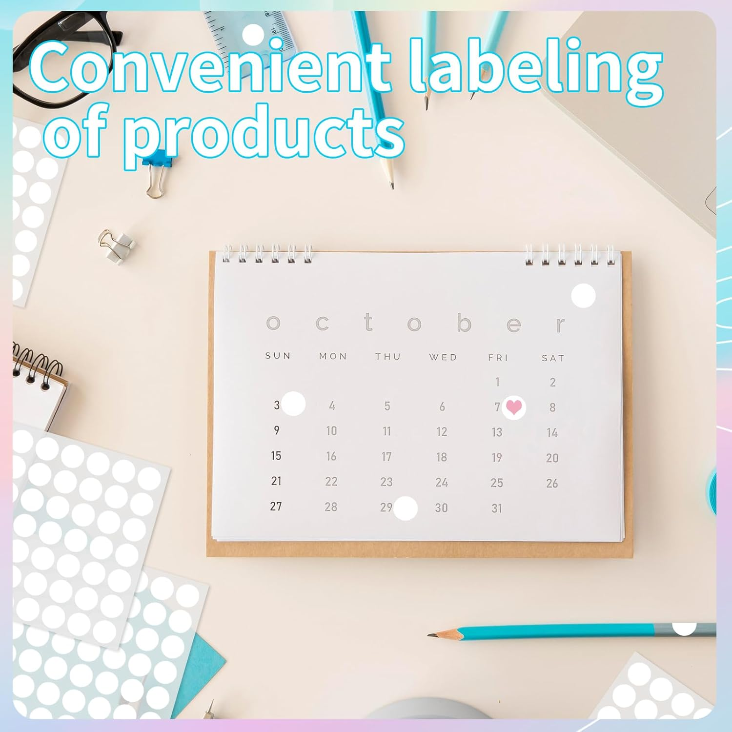 Starboling Dot Stickers,1/2 Inch White Circle Stickers,1400Pcs Self-Adhesive Writable Color Coding Labels,Round Labeling Stickers for Office Classroom Garage Sale - Blue image number 3