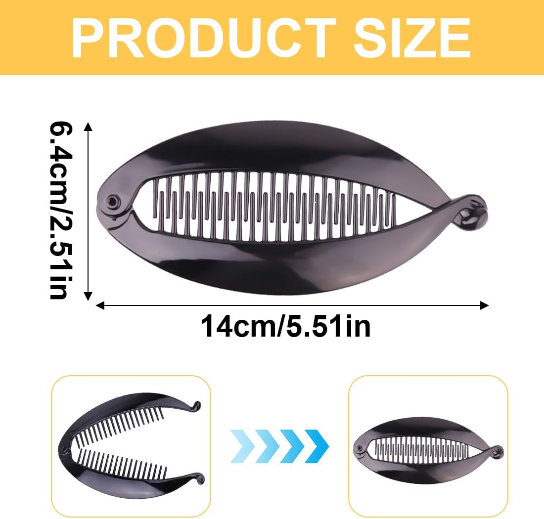 SULIUDAJI 3 Pieces Banana Hair Clips, Fish Hair Clips, Banana Hair Comb, Women'S Ponytail Hair Clip, Multicoloured, Size M, 3 Count image number 5