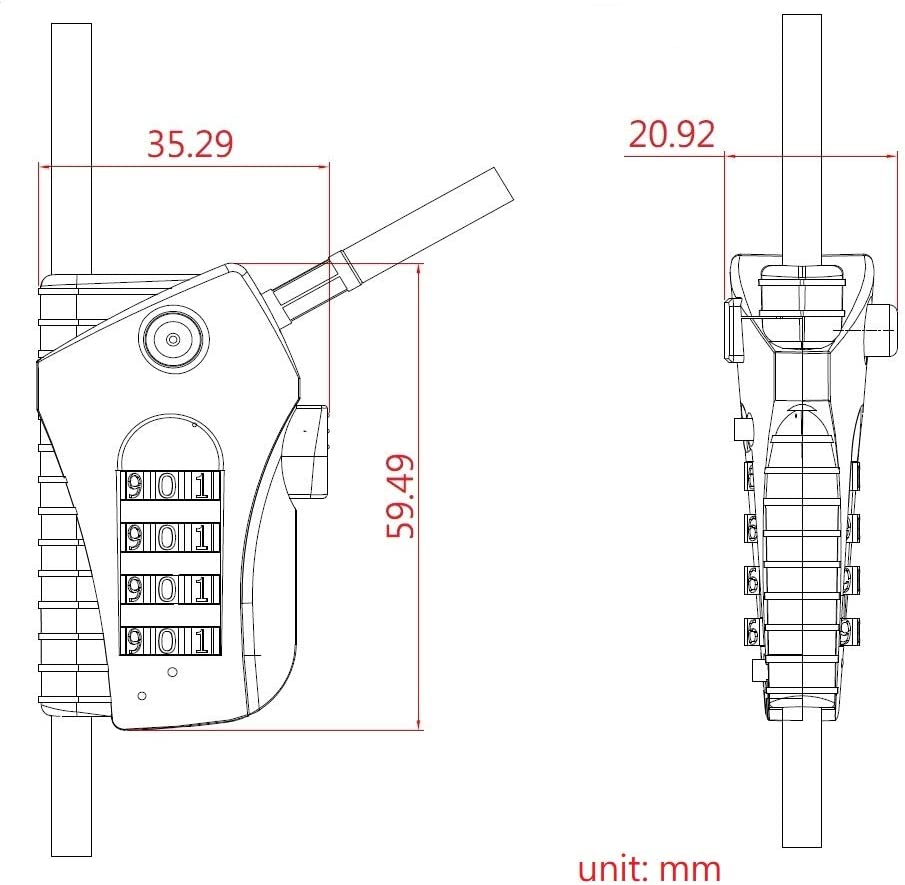 Bosvision 4-Digit Combination Padlock with Cable of 2 End Loops (Loop Cable Lock) for Bike, Ski, Camping, Garden, Warehouse and Factory image number 1