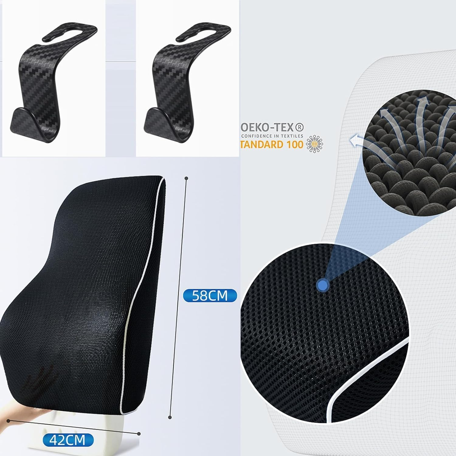 Lumbar Support Pillow for Office Chair Back Support Pillow for Car, Computer, Gaming Chair, Recliner Memory Foam Back Cushion for Back Pain Relief Improve Posture image number 4