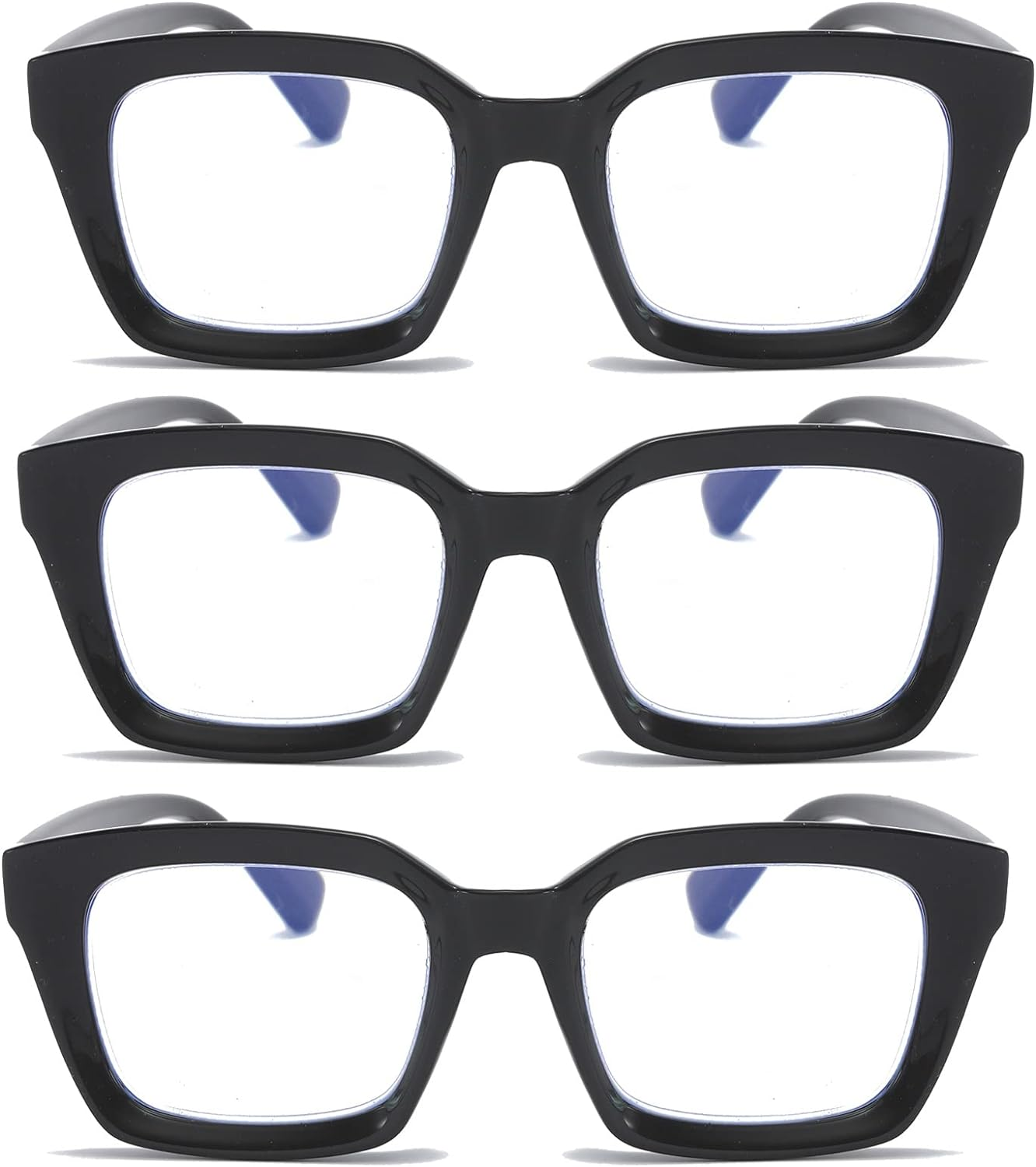DXYXYO 3 Pack Retro Oversized Reading Glasses Men and Women Fashion Oprah Style Square Blue Light Blocking Computer Reader