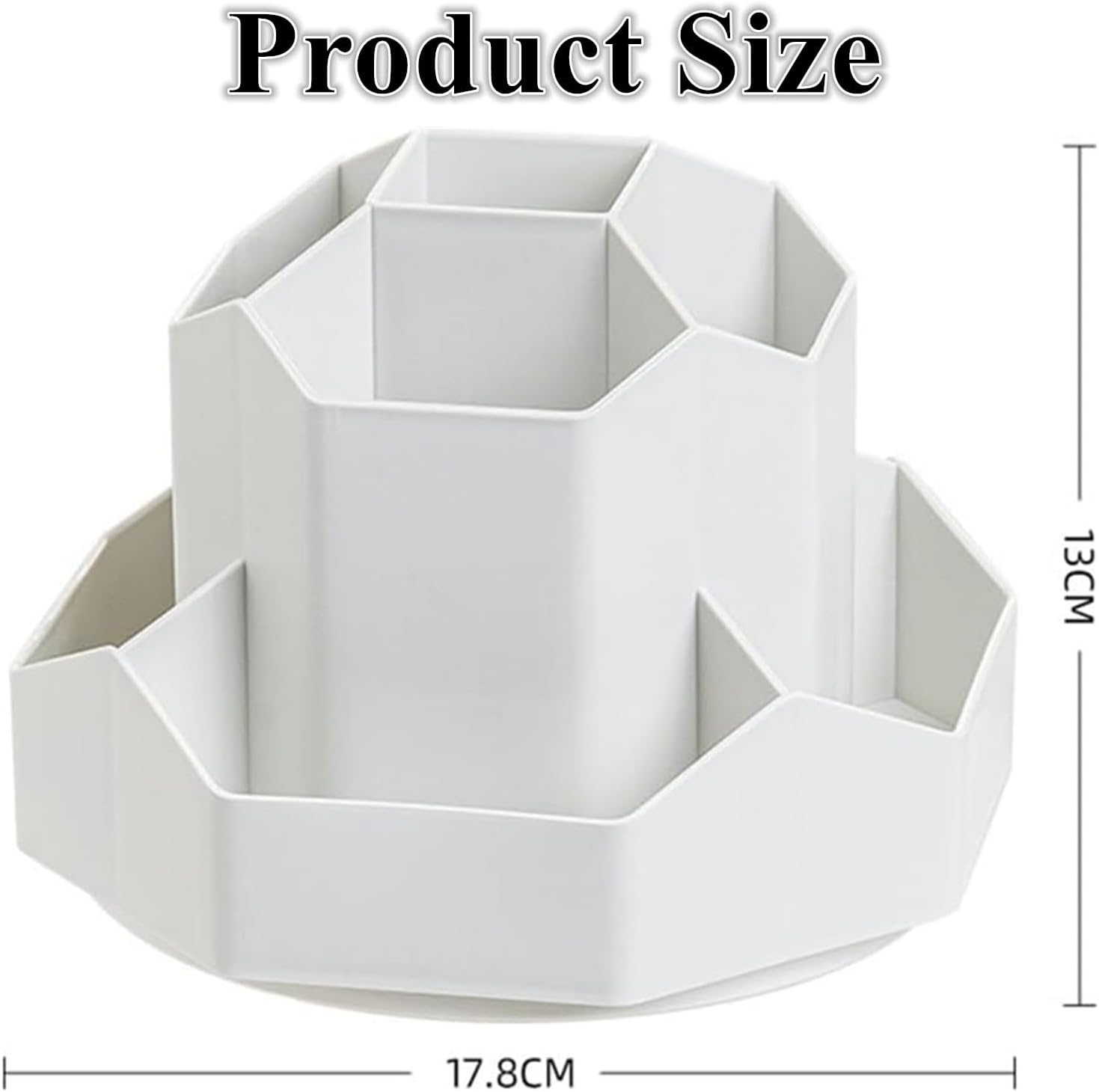 JCZD Rotating Pen Holder, Stationary Organiser, Pen Holder for Desk 9 Compartments, Upgraded Large Capacity 360&deg;Rotatable, Can Accommodate Pencils, Colored Pens, Various Stationery (Grey) image number 2