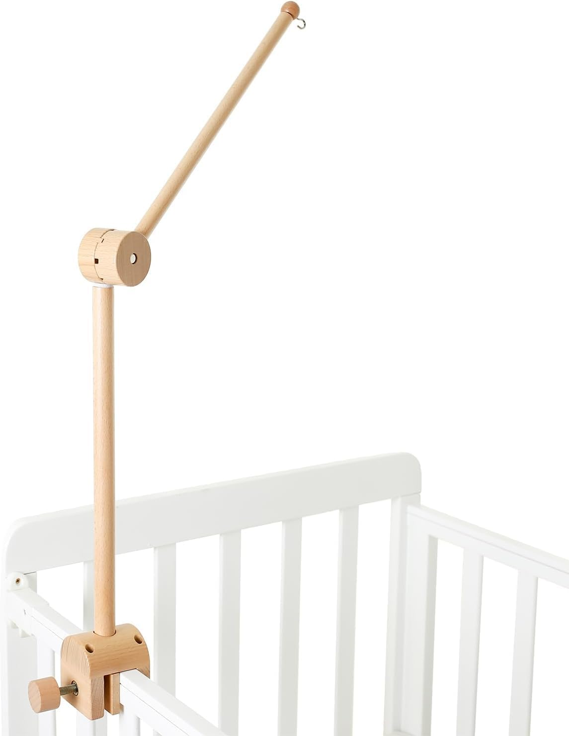 IEATFO Baby Crib Mobile Arm - Wooden Baby Mobile Crib Holder for Hanging Baby Crib Attachment for Nursery Decor