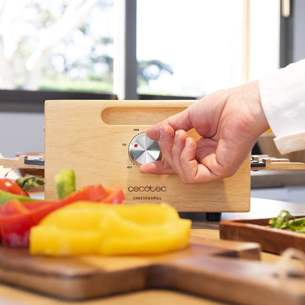 Cecotec Cheese&Grill Wood Raclette 8200 Wood Black. 1200 W, Grill Surface, 8 Individual Pans, Non-Stick Plate, Adjustable Thermostat, Removable Design image number 1