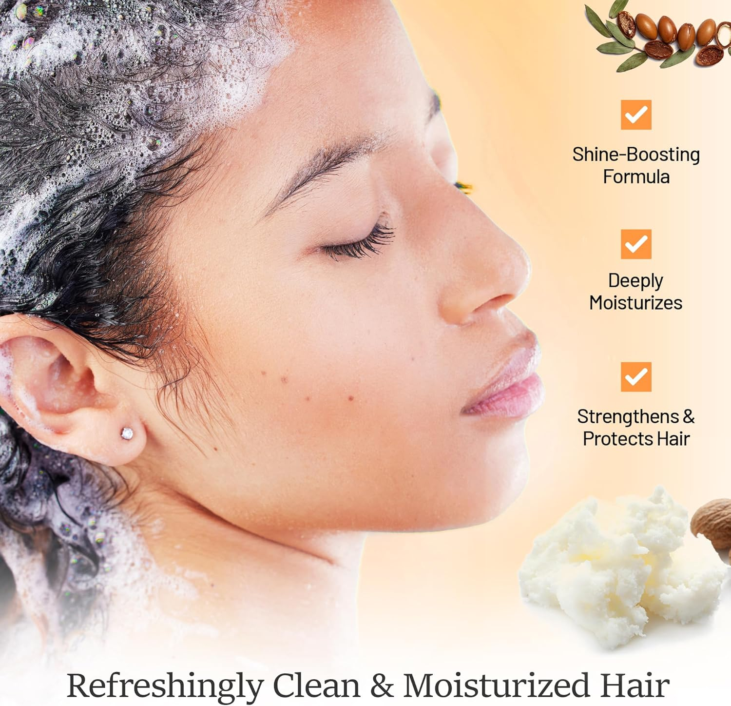 Herbishh Argan Oil Shampoo & Conditioner, Deep Cleansing & Promotes Hair Growth, Repairs Dry, Damaged Hair, UV Protection, with Shea Butter, Jojoba, Coconut Oil for Frizzy Colored Hair 16.9Fl.Oz Each - Shampoo+Conditioner+Hmask Set image number 6