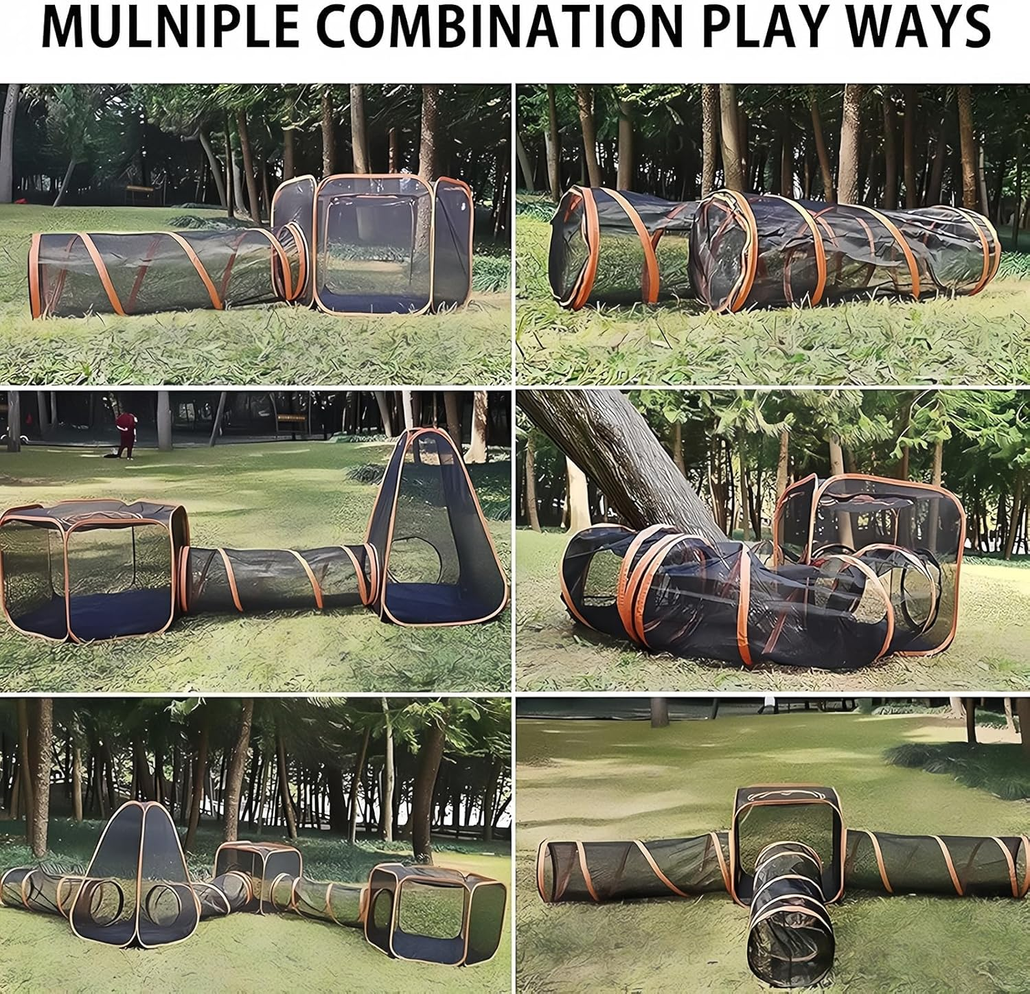 Outdoor Cat Enclosures - 6-In-1 Pop up Tent with Tunnels for Outdoor Pets, Portable Playpen for Cats, Rabbits, Puppy and Small Animals image number 2