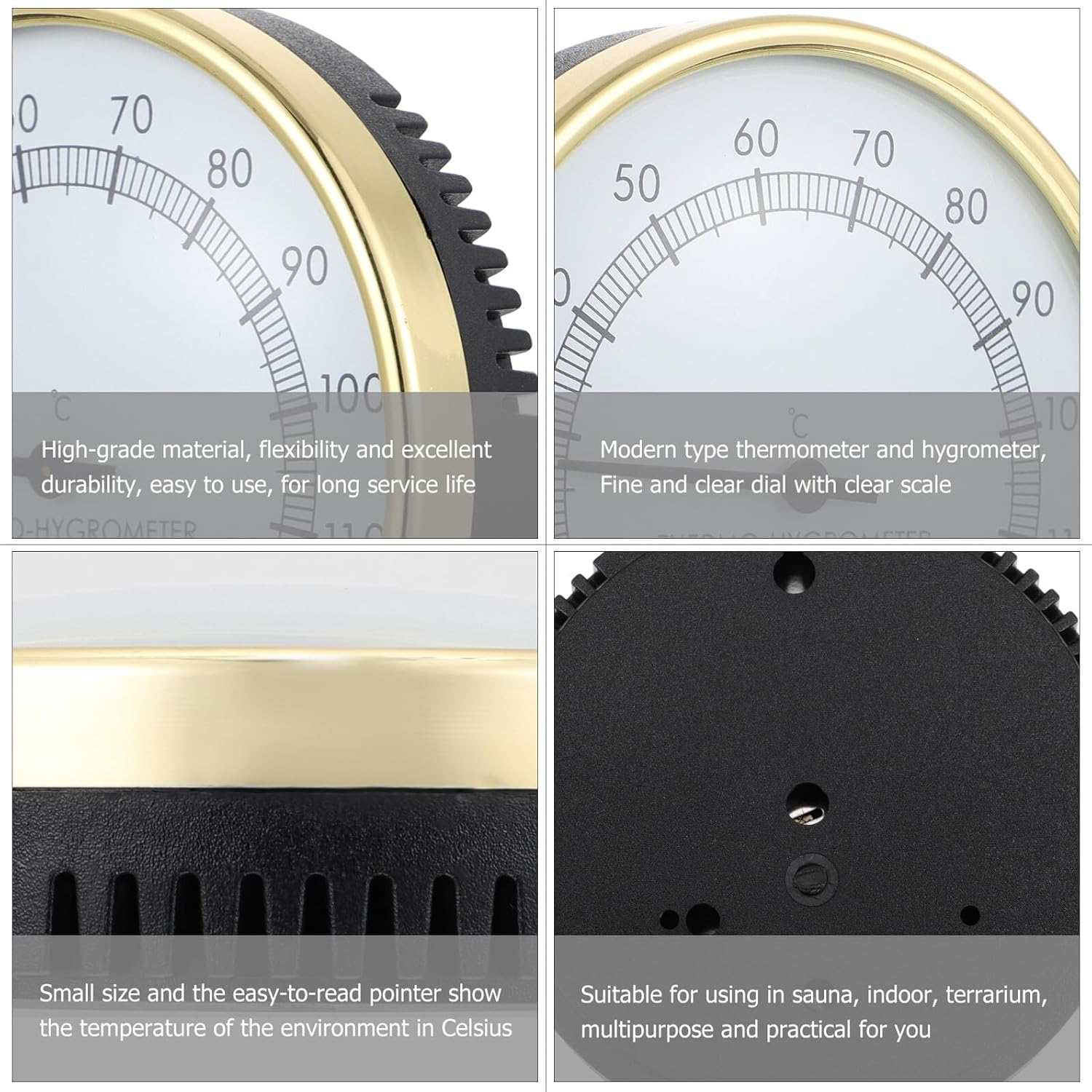 Practical Hygrothermograph Thermometer Hygrometer with Design for Sauna Lightweight Multipurpose Temperature and Moisture Monitor Clear Dial Indoor Use image number 6