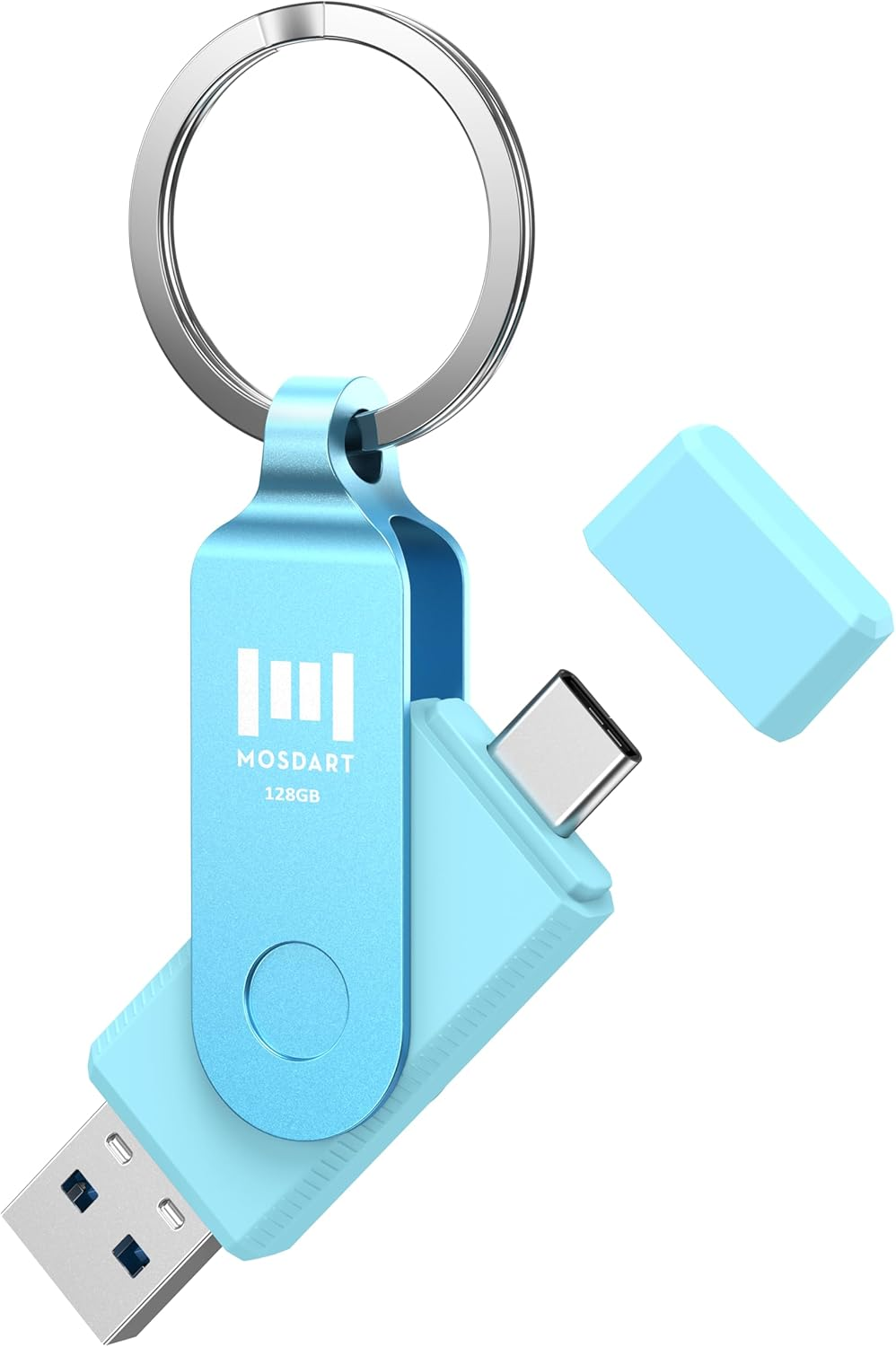 MOSDART 512GB USB3.1 Fast Speed C and a Dual Flash Drive, Exfat Memory Stick with Keychain and LED Indicator, for Iphone 15 and 16, Android Phone, Ipad, Macbook, and Other Laptops, Hot Pink