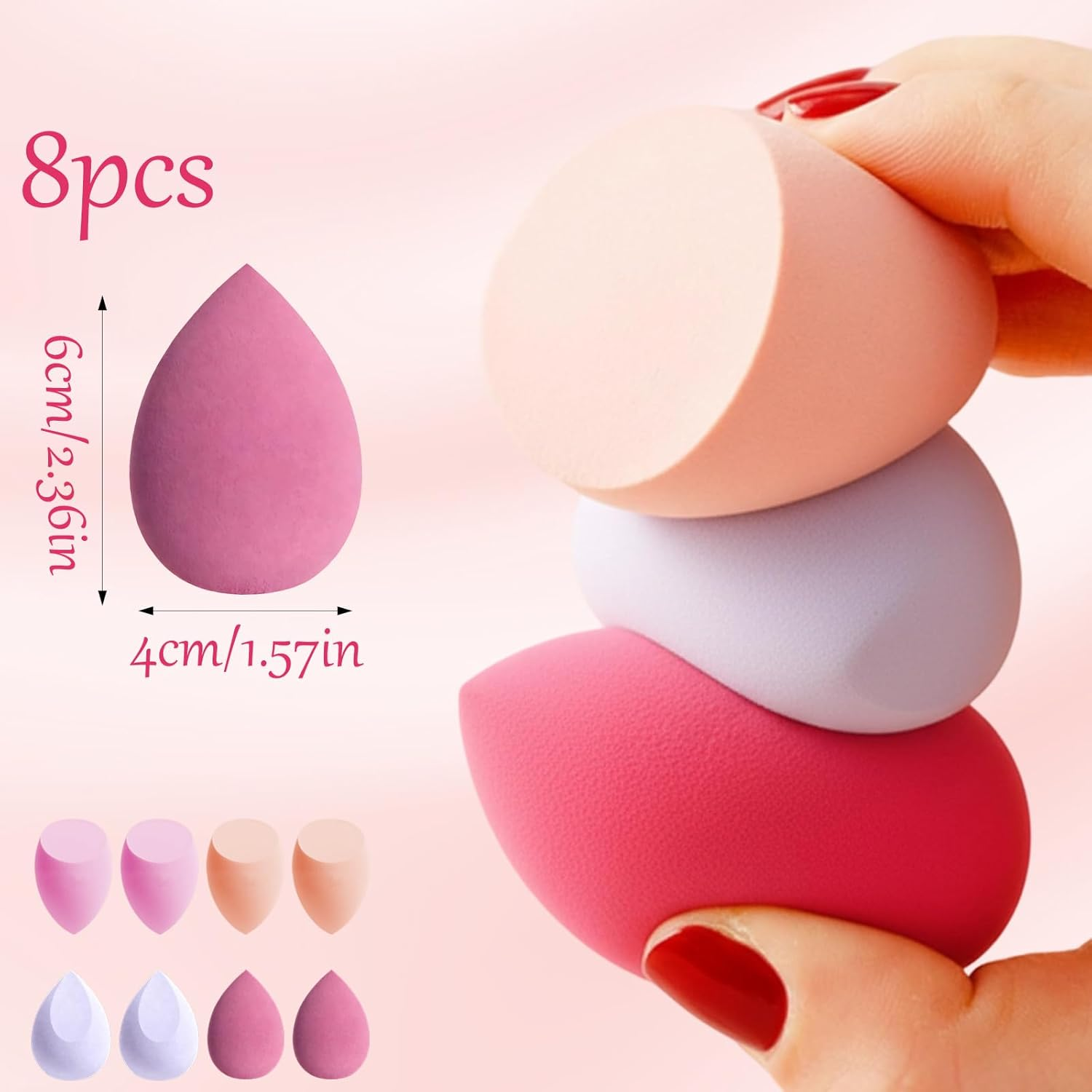 8 Pcs Makeup Sponge Set, Beauty Blender for Liquid Foundation, Powder & Cream, Latex-Free Cosmetic Sponges with Ergonomic Design, Perfect for Daily Makeup and Professional Application image number 1