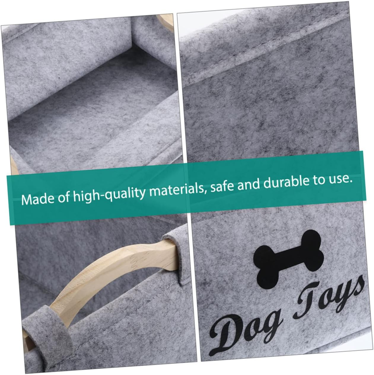 Hohopeti Felt Pet Toy Storage Box with Handles 2 Pcs Organizer for Dog Toys and Kids Room Storage Basket Large Capacity Container for Home image number 3