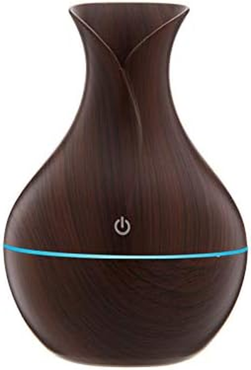 Aroma Air Diffuser Humidifier , Wood Grain Ultrasonic Home Air Diffuser 130Ml Humidifier for Home, Office Yoga,7 Colors LED Mood Light (Brown)