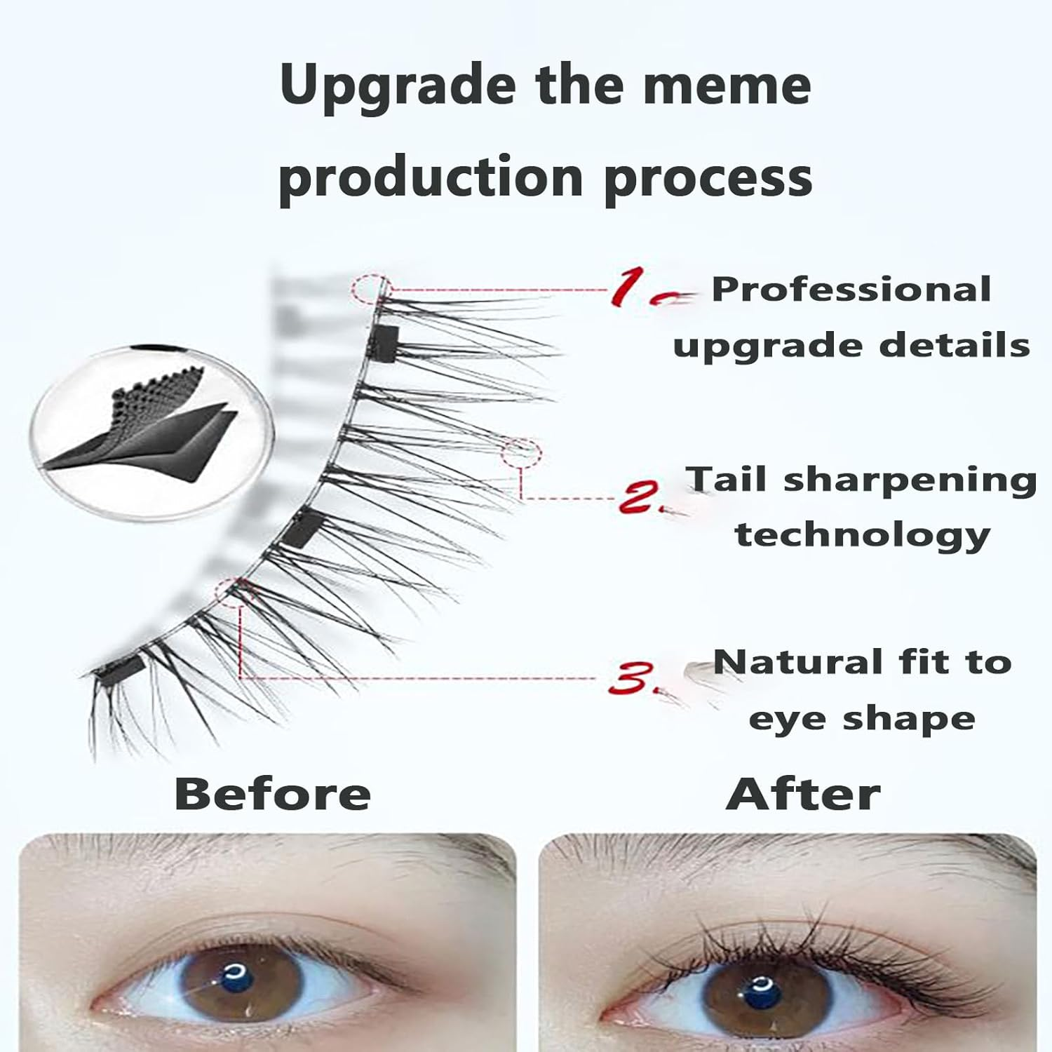 SYGELER Magnetic Eyelashes, Soft Natural Look Magnetic Lashes Kit, Magnets False Eyelashes with Applicator Reusable No Glue Needed Eyelashes Easy to Wear and Remove image number 3