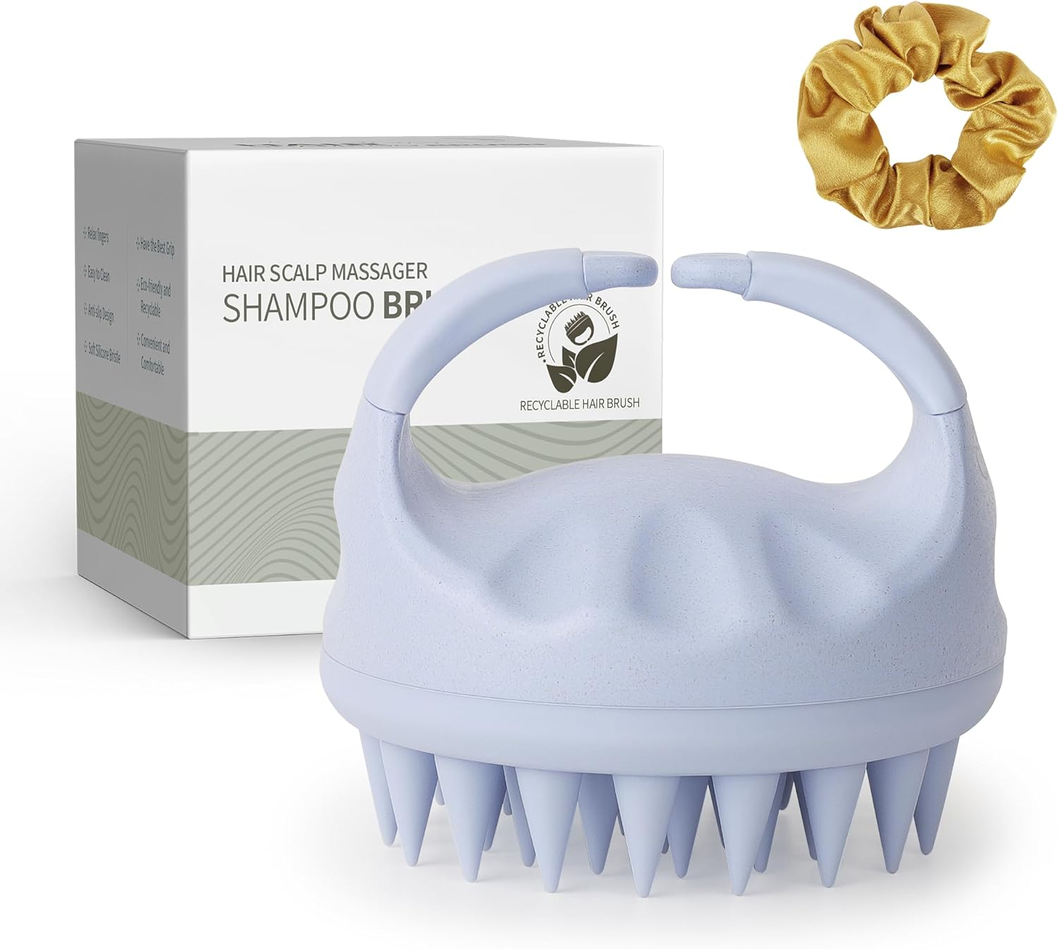 Sndyi Silicone Scalp Massage Brush, Exfoliating & Head Massage, Wet & Dry, Reduces Dandruff, Stimulates Hair Growth, Beige