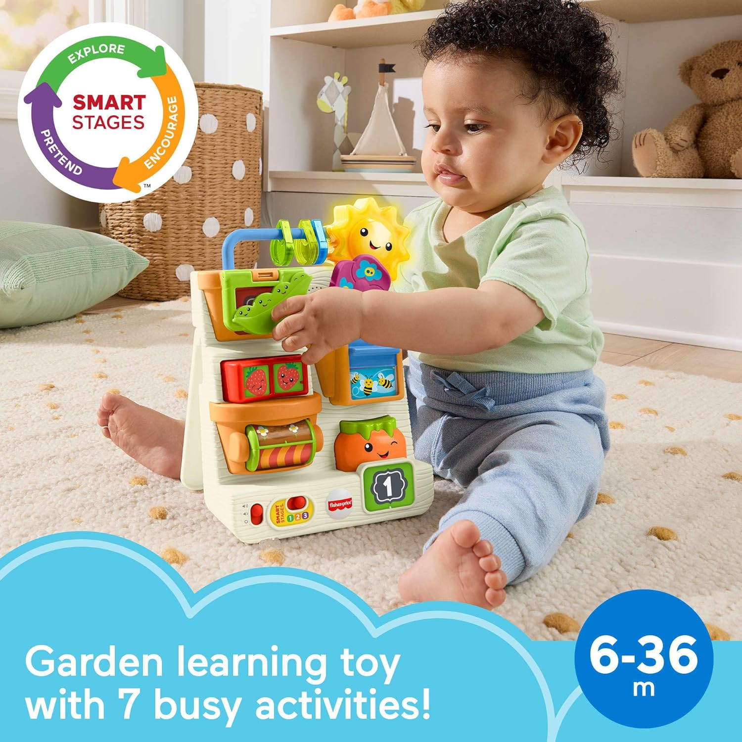 Fisher-Price Baby & Toddler Toys Grow the Fun Garden Set, Pop-Up Activity and Electronic Learning Playset for Infants Ages 6+ Months ​ image number 1