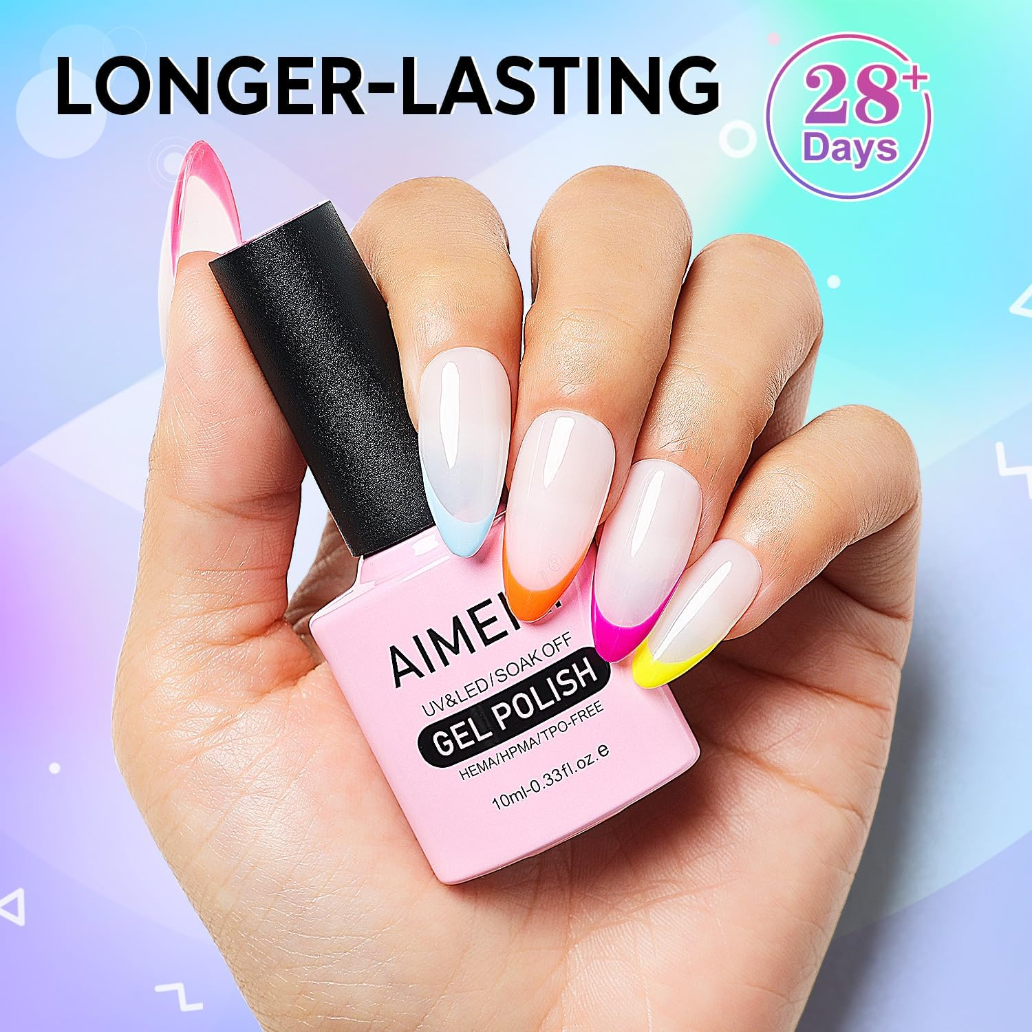 AIMEILI Soak off UV LED Gel Nail Polish Neon Multicolour/Mix Colour/Combo Colour Set of 6Pcs X 10Ml - Kit Set 11 image number 3