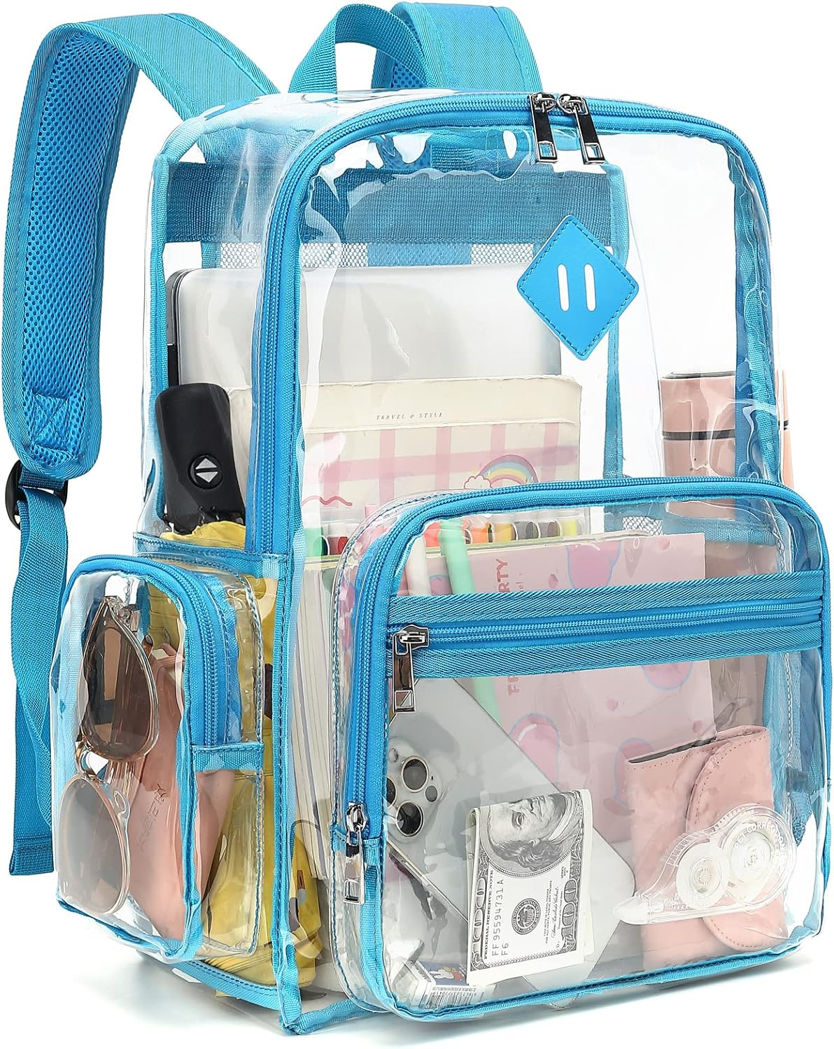 Fuyicat Heavy Duty Clear Backpack for Girls Boys Women Men, PVC Transparent School Backpacks See through College Bookbag